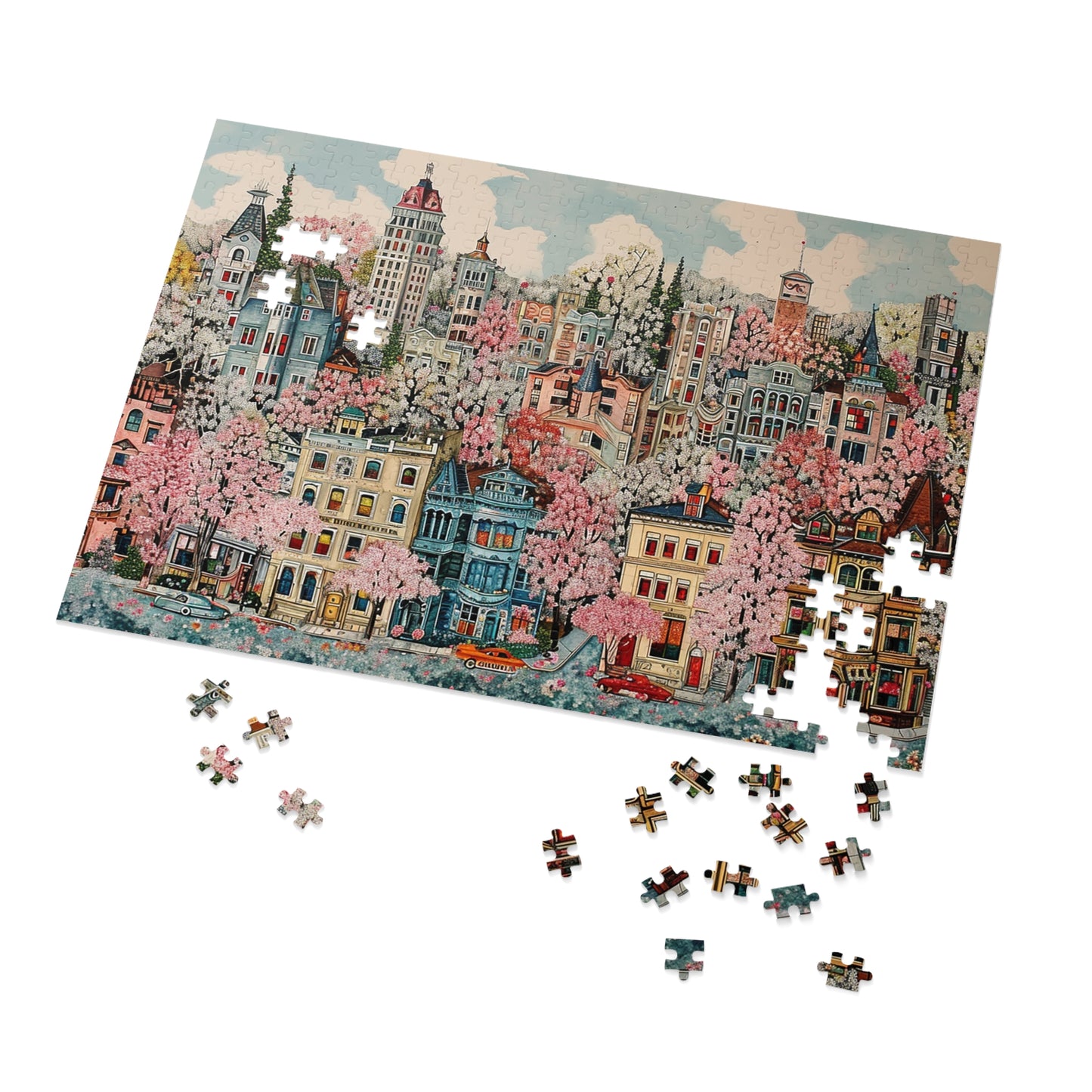1950s City in Spring Jigsaw Puzzle (30, 110, 252, 500,1000-Piece)