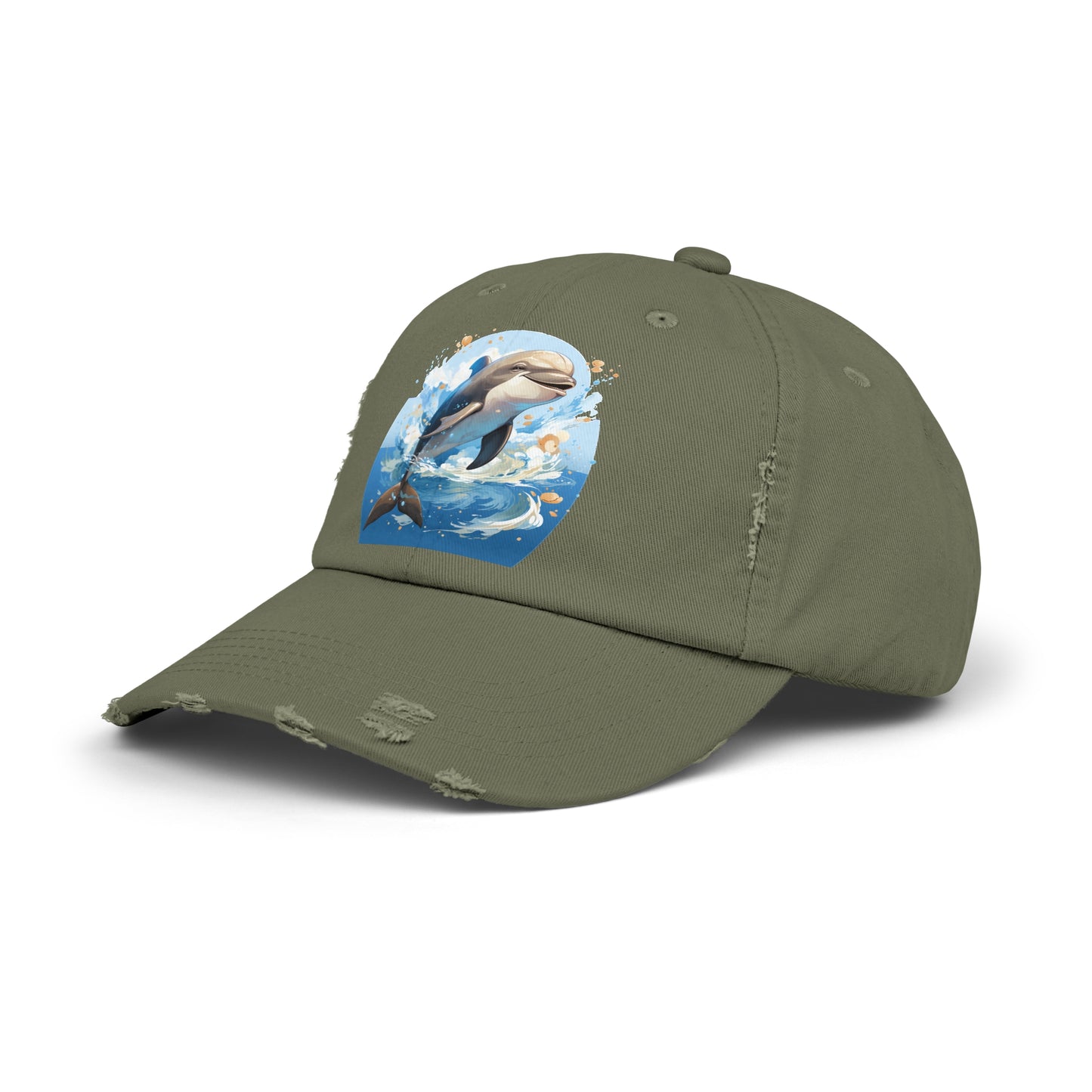 Happy Dolphin Distressed Cap