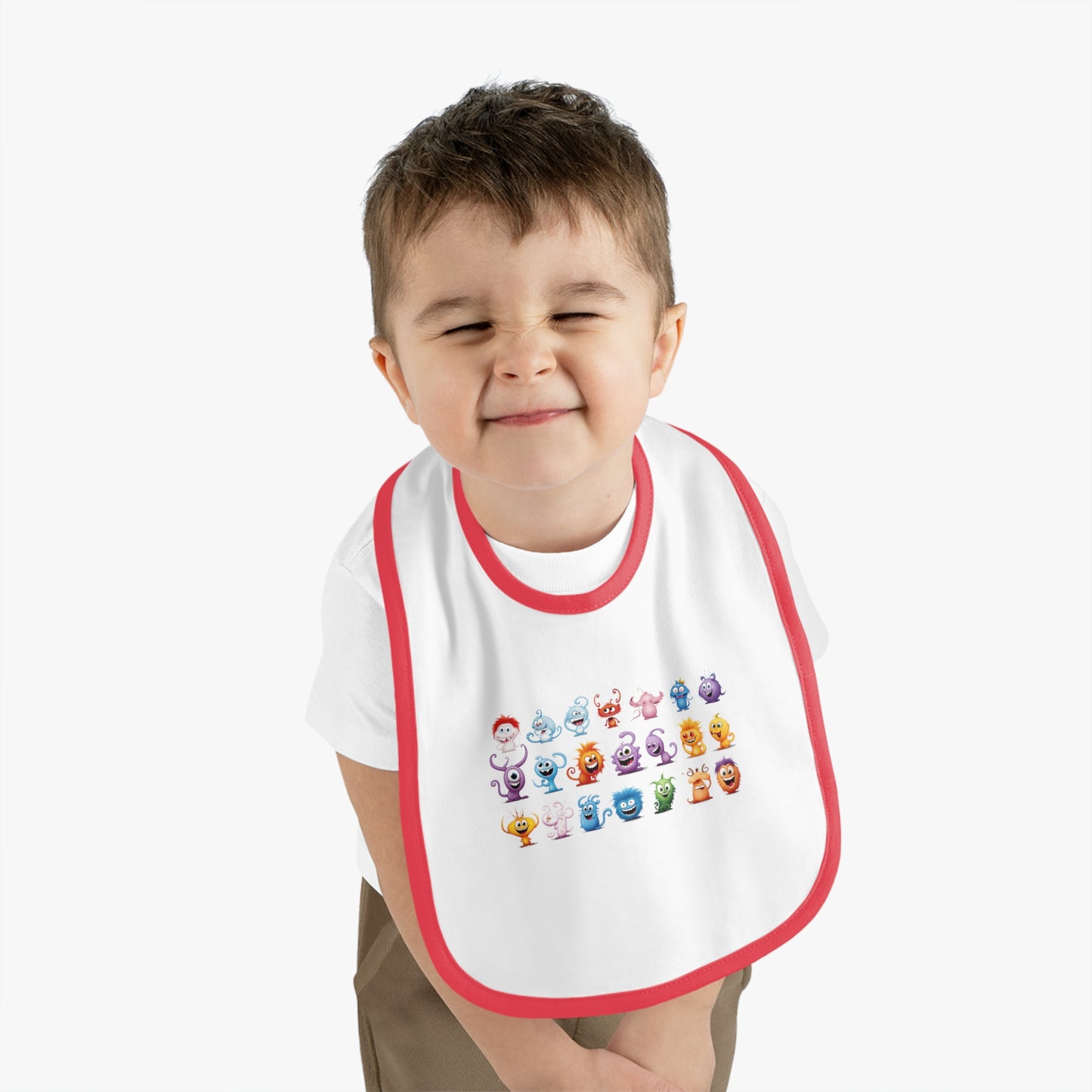 Super Cute Monsters, Cute Baby Bibs, Halloween Bibs, Funny Bibs, Baby Contrast Trim Jersey Bib
