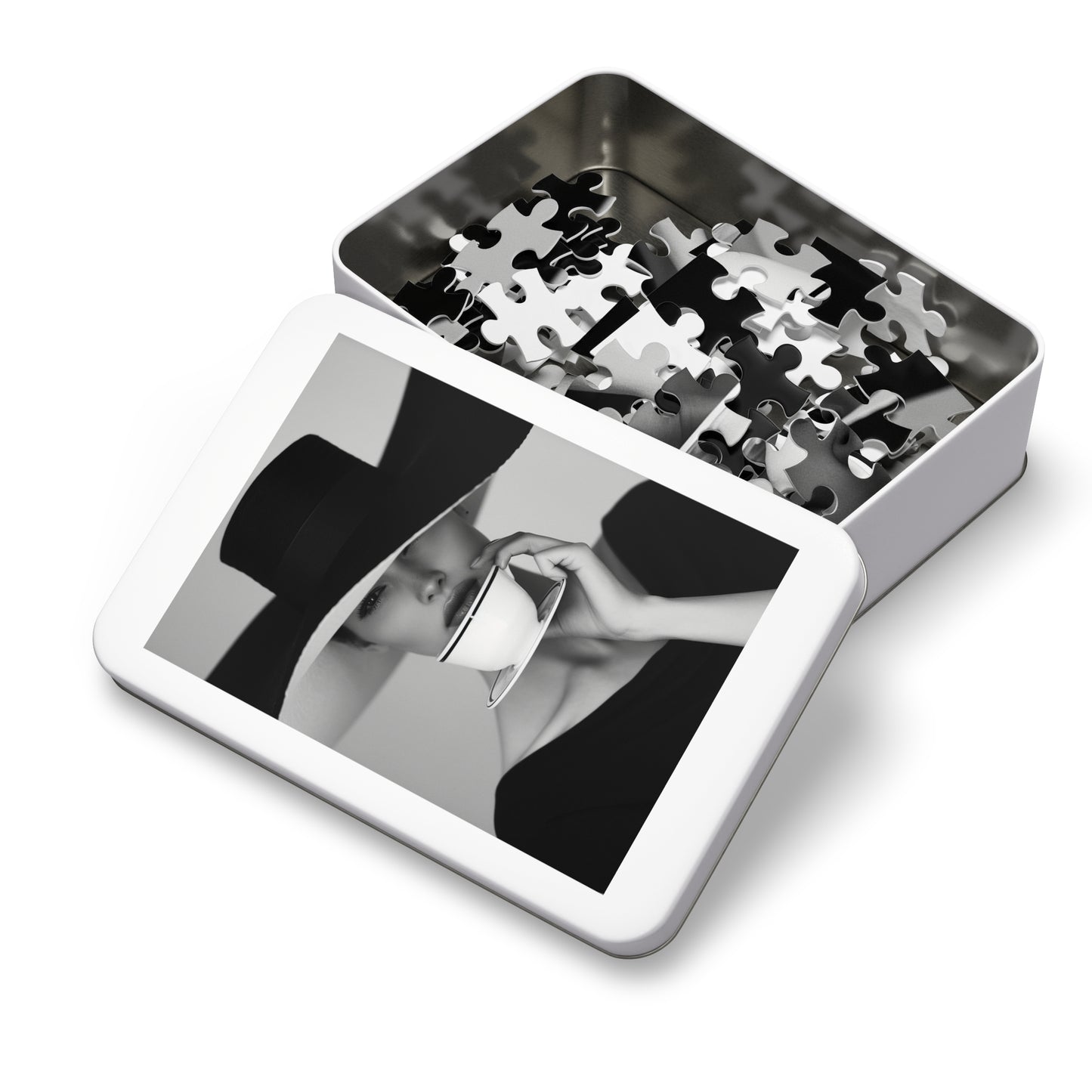 Black and White Sophisticated Lady Jigsaw Puzzle (30, 110, 252, 500,1000-Piece)