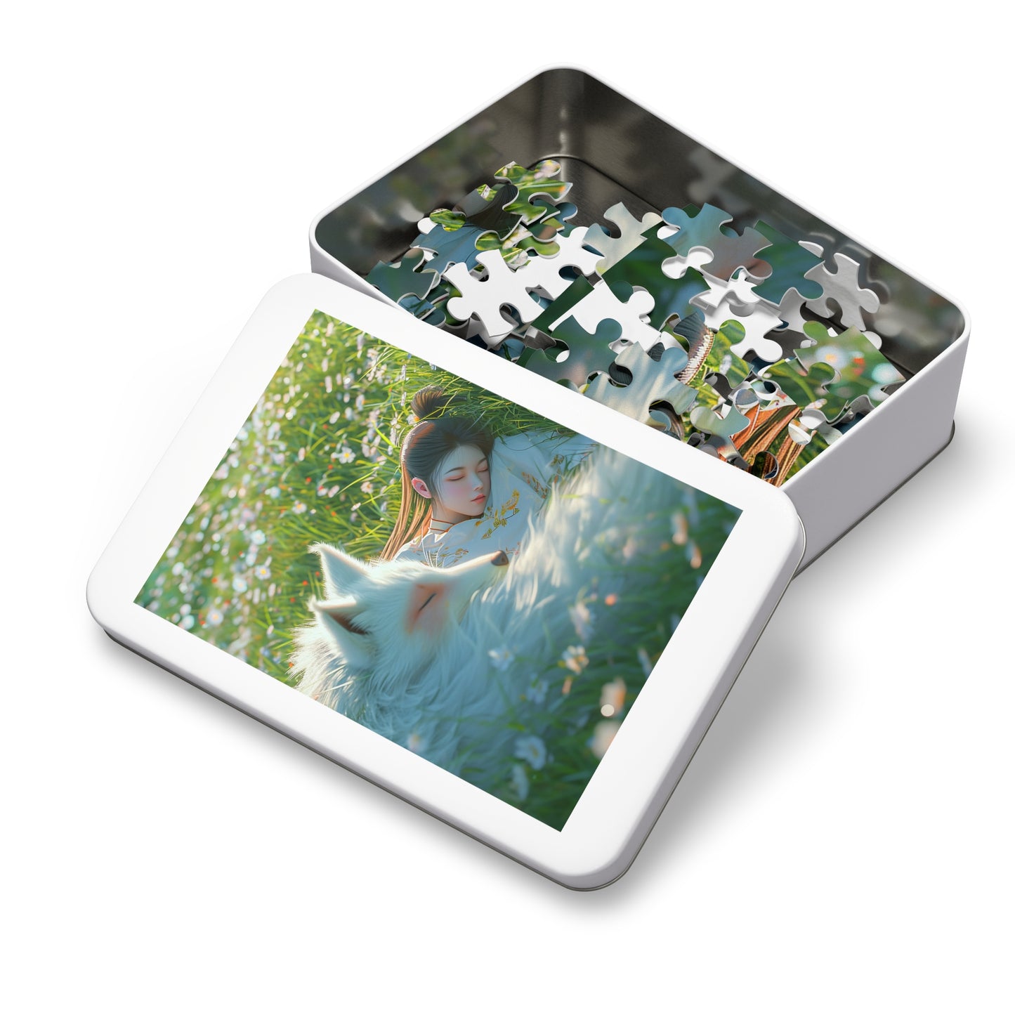 Sleeping Japanese Girl with her Dog Jigsaw Puzzle (30, 110, 252, 500,1000-Piece)