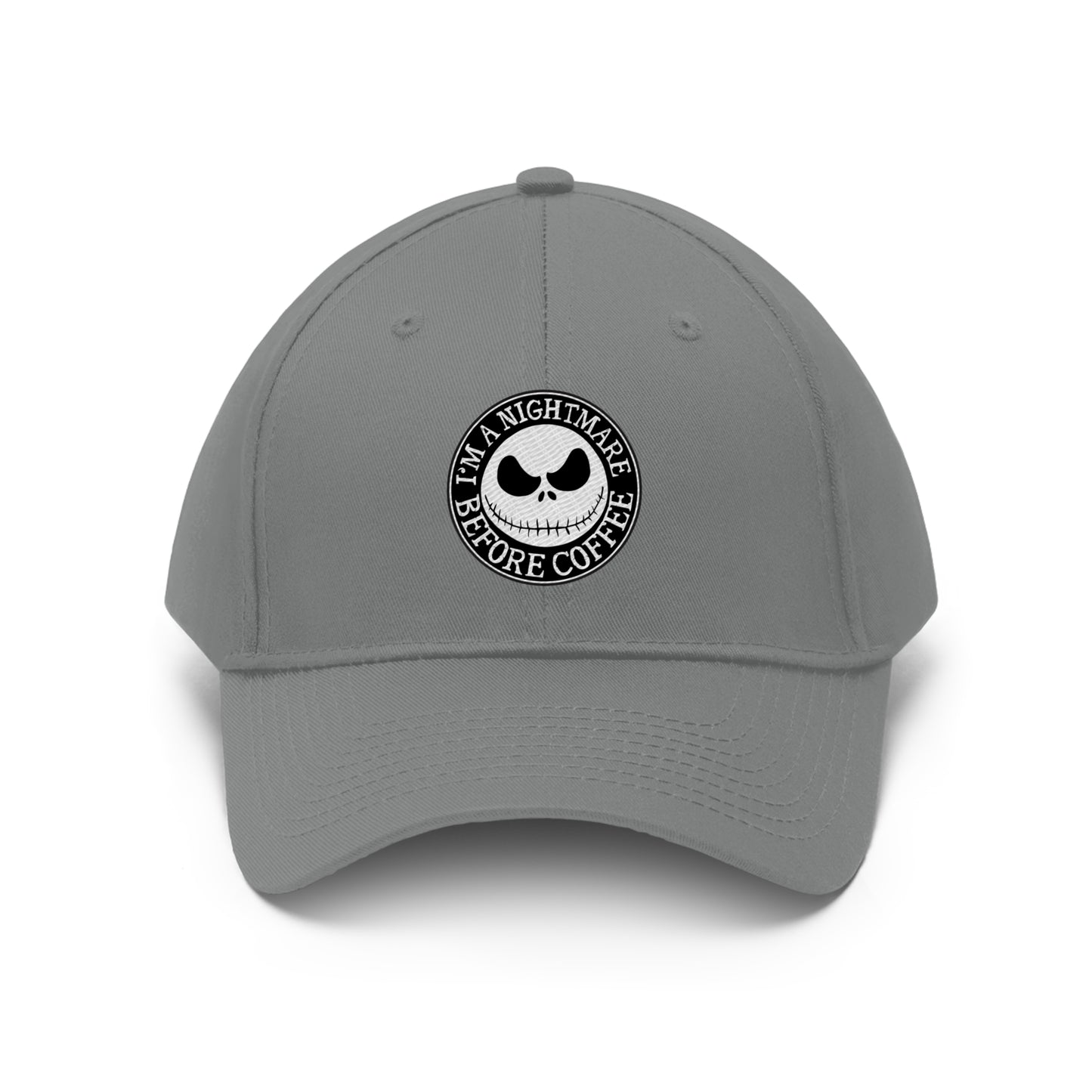 Nightmare Before Coffee Embroidery Unisex Twill Hat