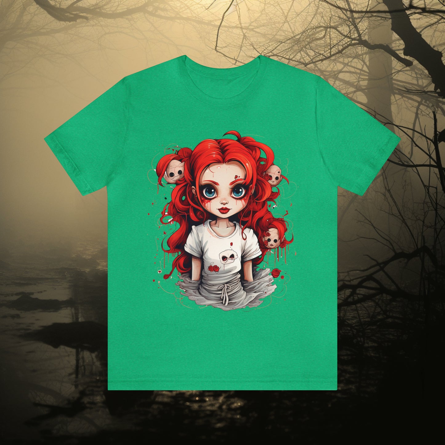 Creepy Doll Halloween Unisex Jersey Short Sleeve Tee