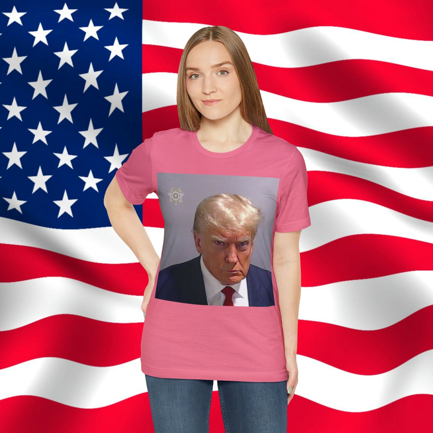 Trump Mug Shot Unisex Jersey Short Sleeve Tee