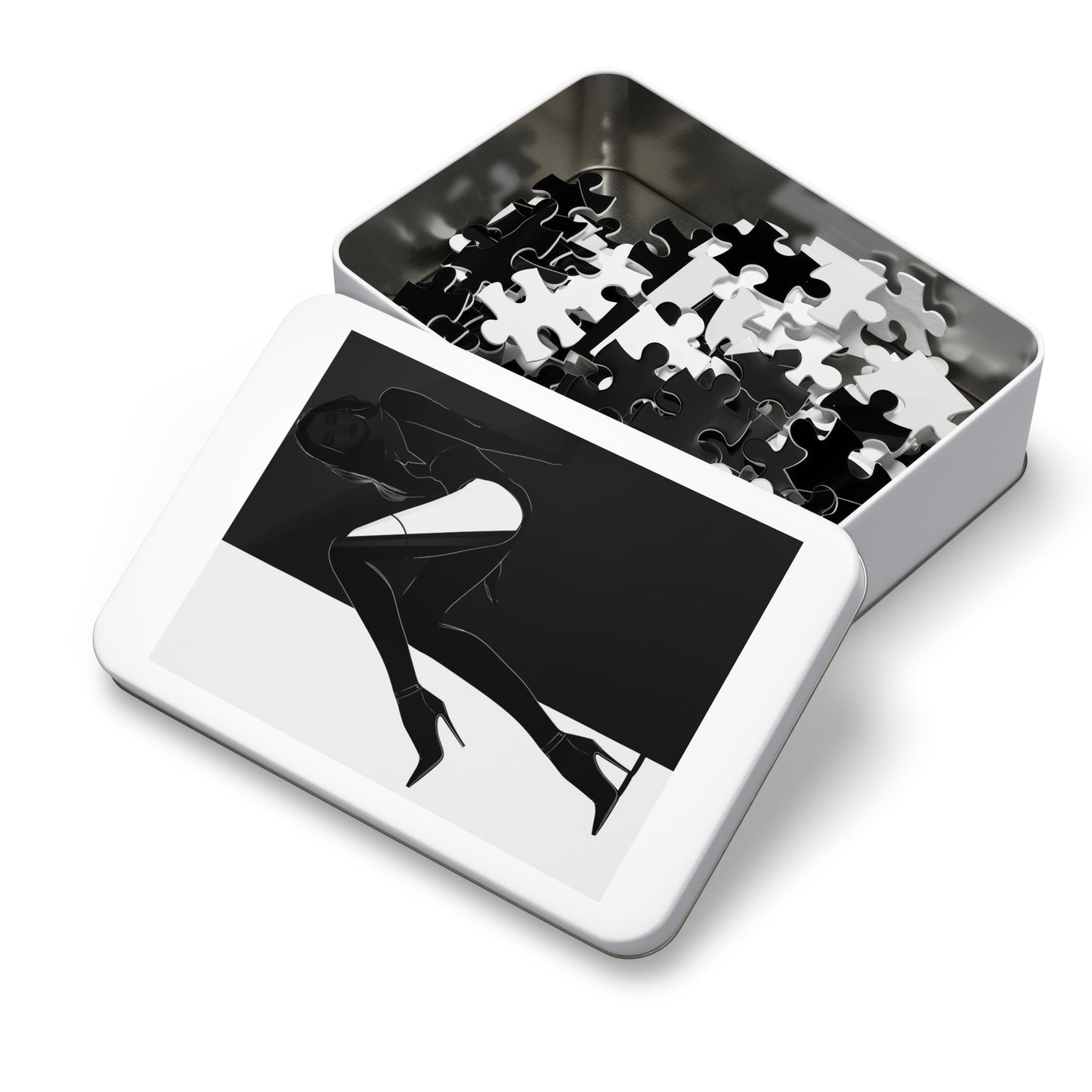 Black and White Female Fashion Jigsaw Puzzle (30, 110, 252, 500,1000-Piece)