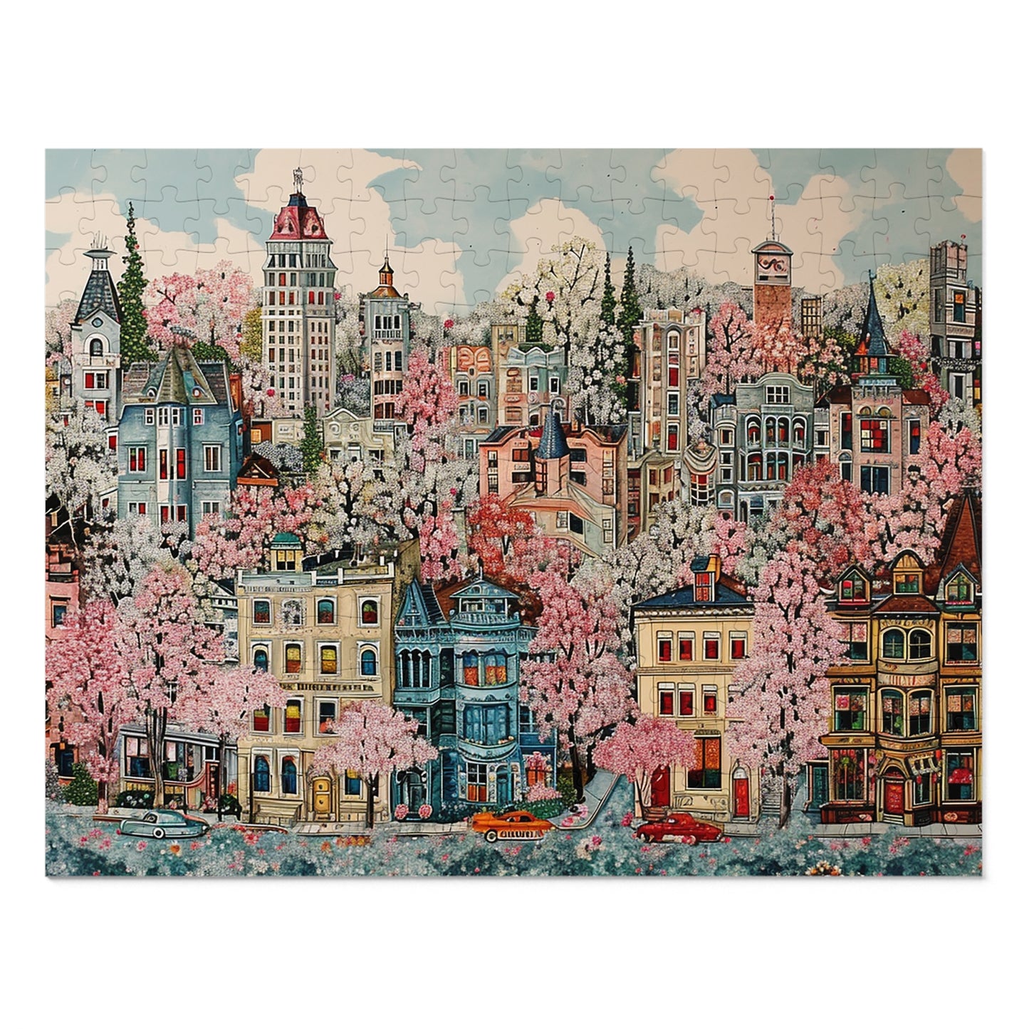 1950s City in Spring Jigsaw Puzzle (30, 110, 252, 500,1000-Piece)