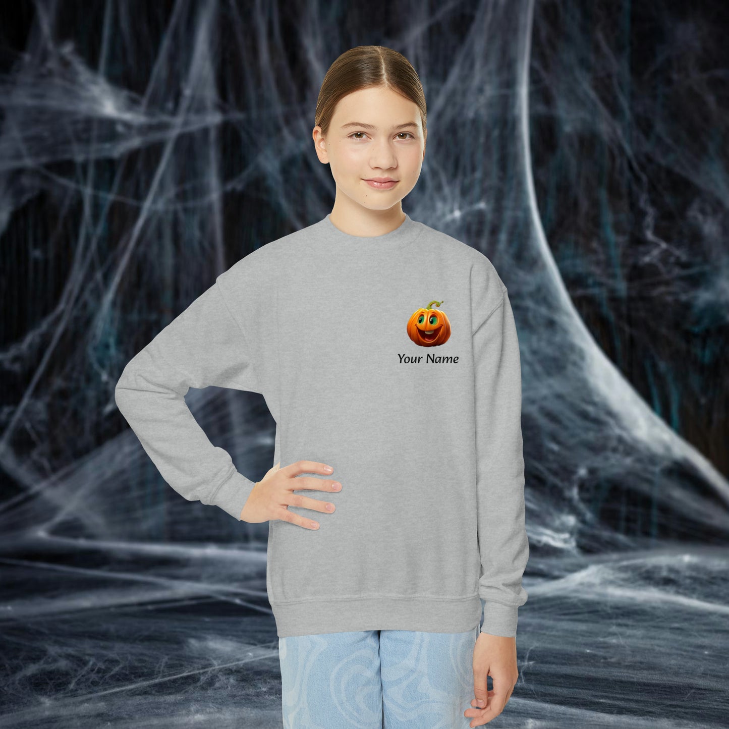 PERSONALIZED Double Sided Print, Halloween Sweatshirt for Kids, Halloween Sweatshirt, Funny Halloween, Youth Crewneck Sweatshirt