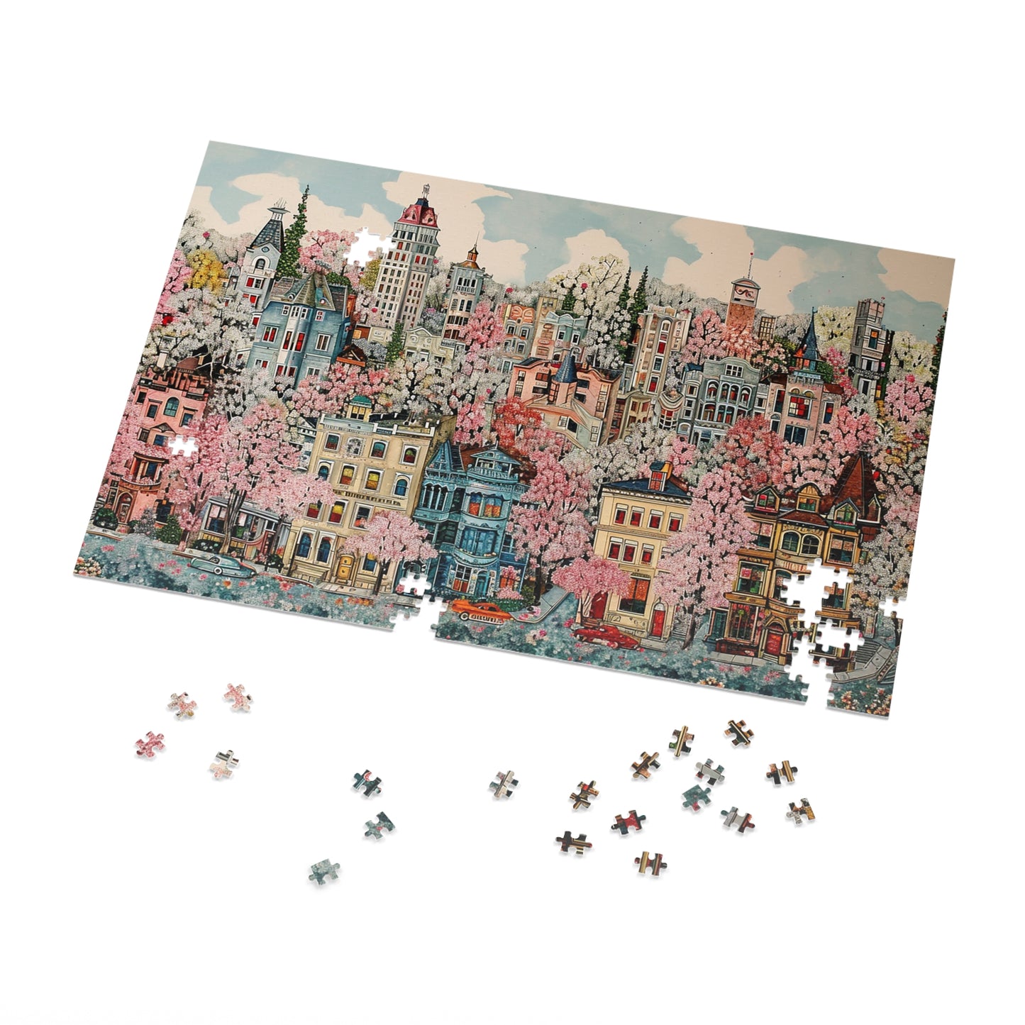 1950s City in Spring Jigsaw Puzzle (30, 110, 252, 500,1000-Piece)