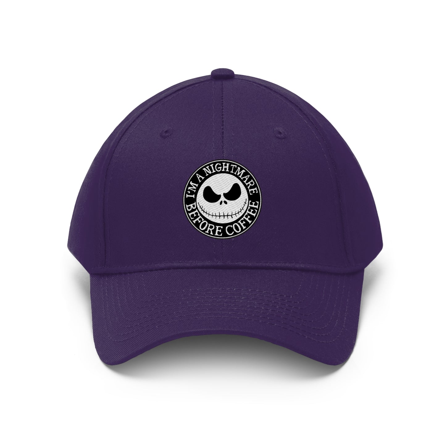 Nightmare Before Coffee Embroidery Unisex Twill Hat