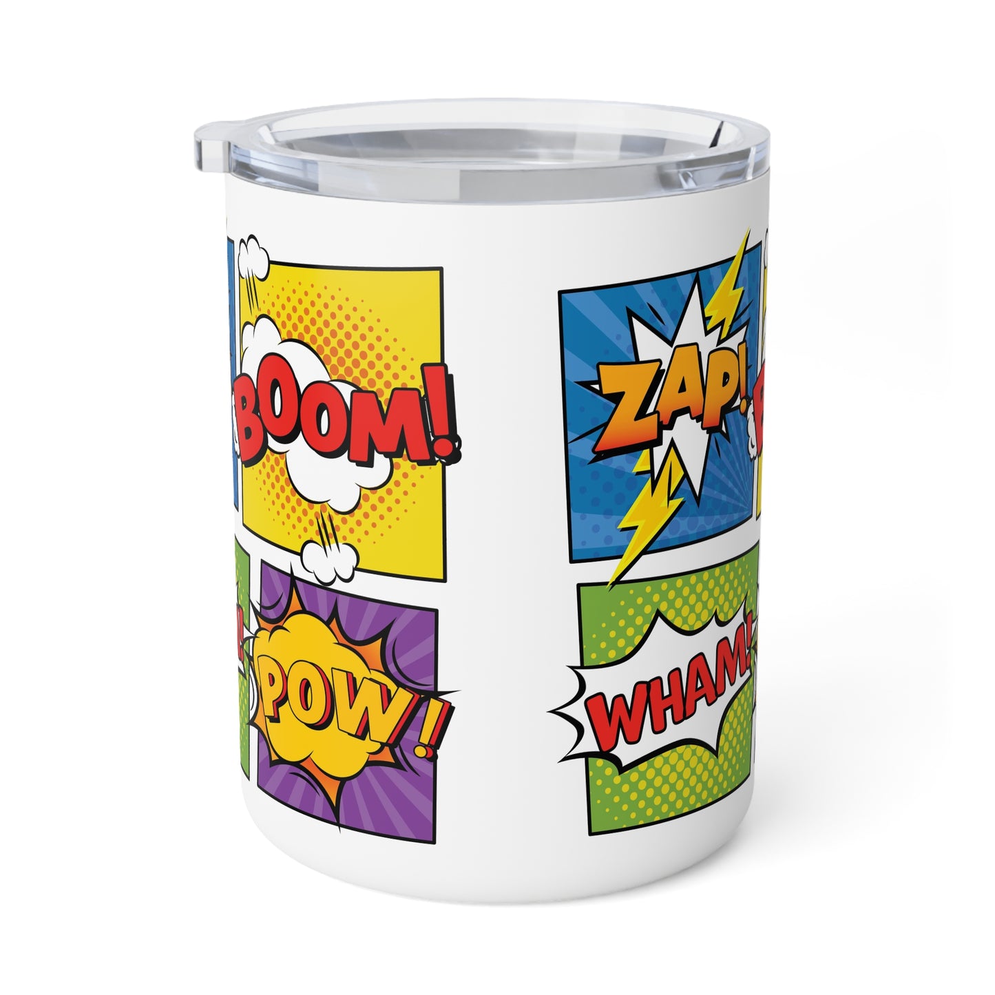 Pow! Bang! Zap! Cartoon Onomatopeias Insulated Coffee Mug, 10oz