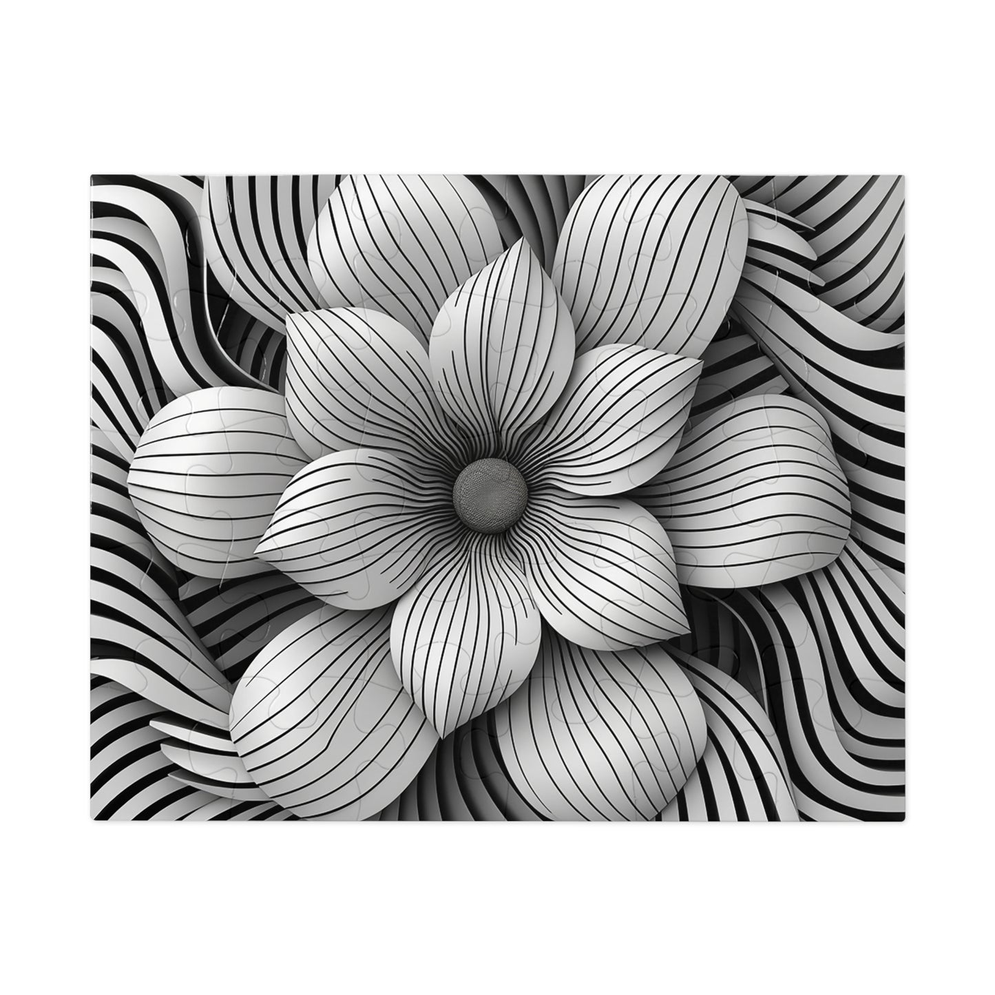 Black and White Flower Drawing Jigsaw Puzzle (30, 110, 252, 500,1000-Piece)