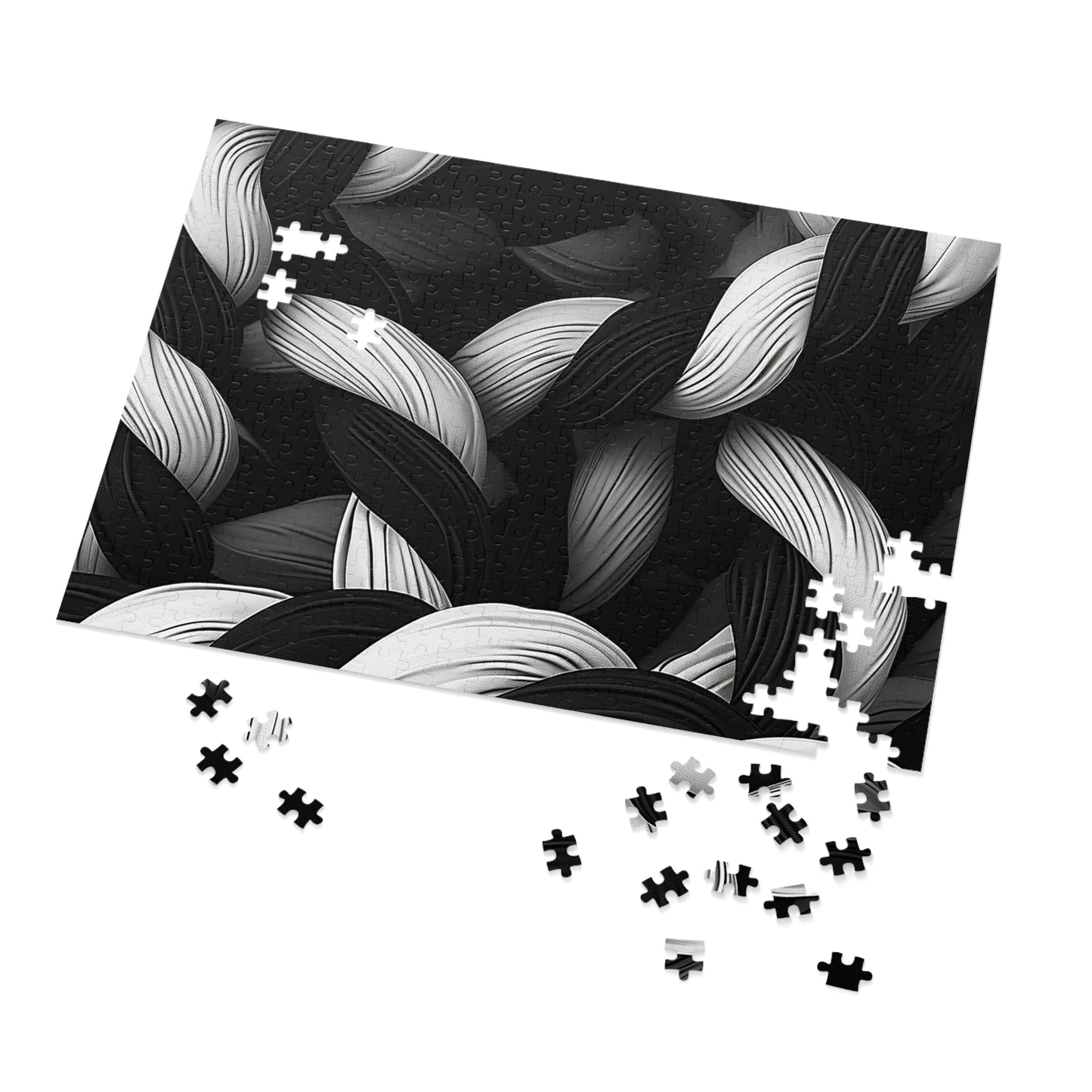 Black and White Twisted Rope Jigsaw Puzzle (30, 110, 252, 500,1000-Piece)