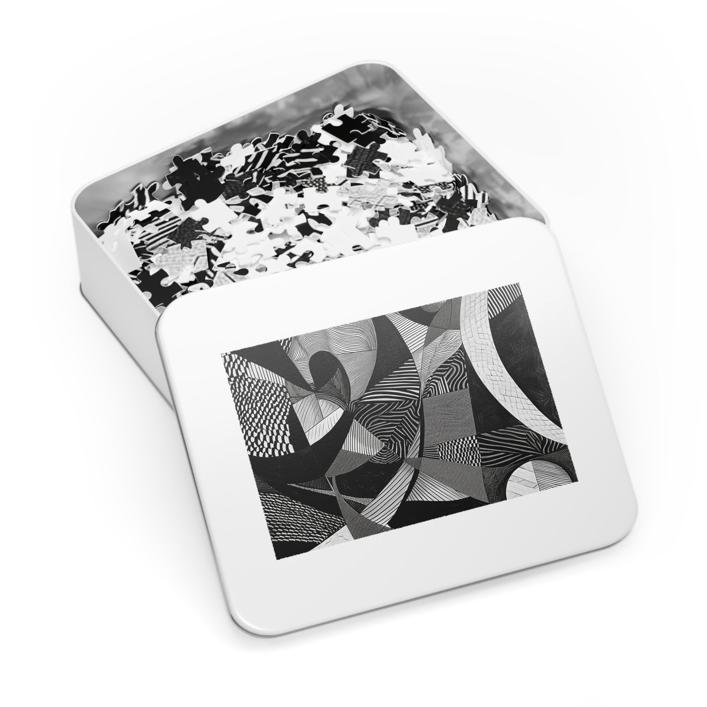 Black and White Abstract Pattern Jigsaw Puzzle (30, 110, 252, 500,1000-Piece)