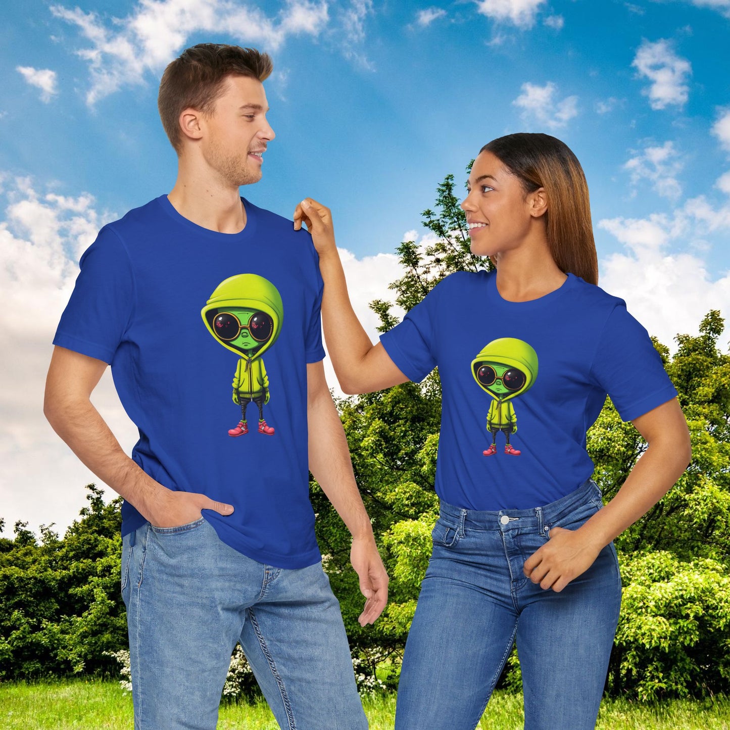 Hip Hop Alien with Grandma's Crew Personalized on Back Unisex Jersey Short Sleeve Tee