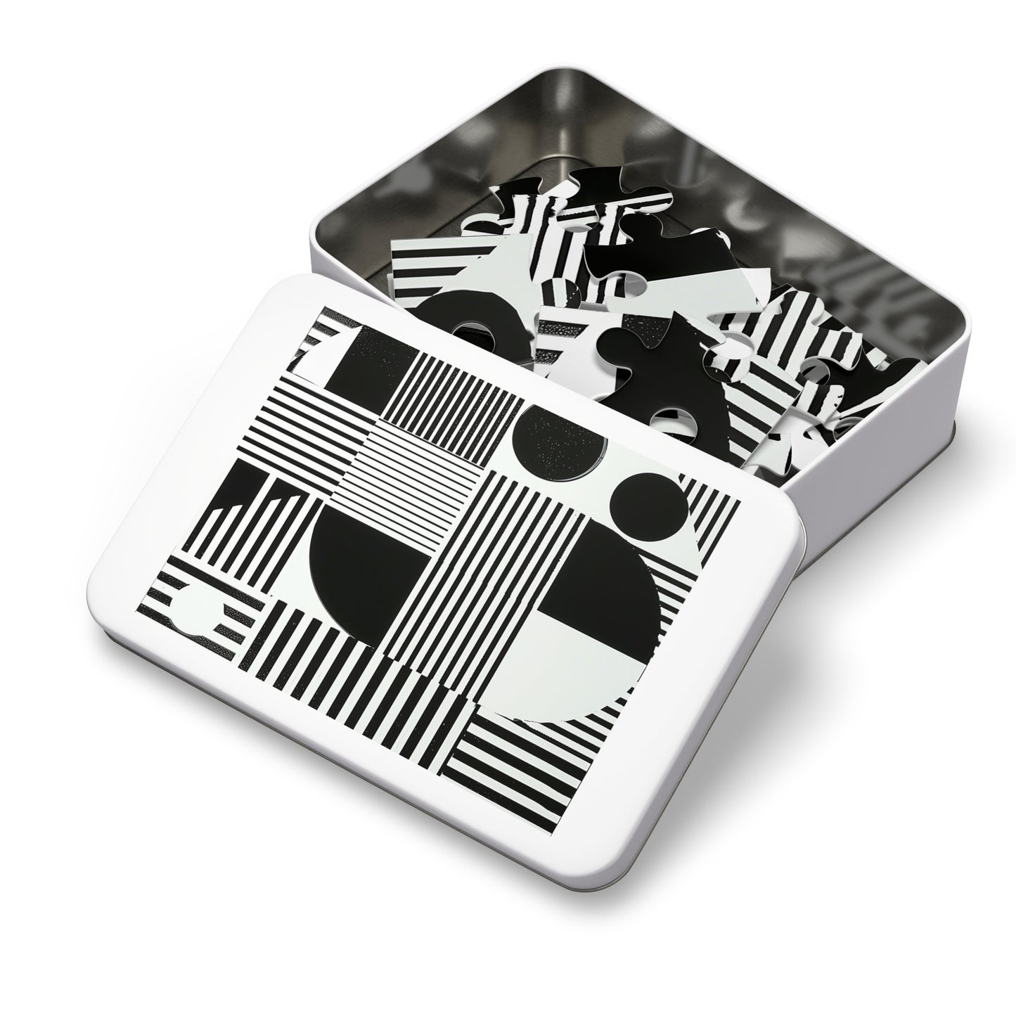 Black and White Geometric Design Jigsaw Puzzle (30, 110, 252, 500,1000-Piece)