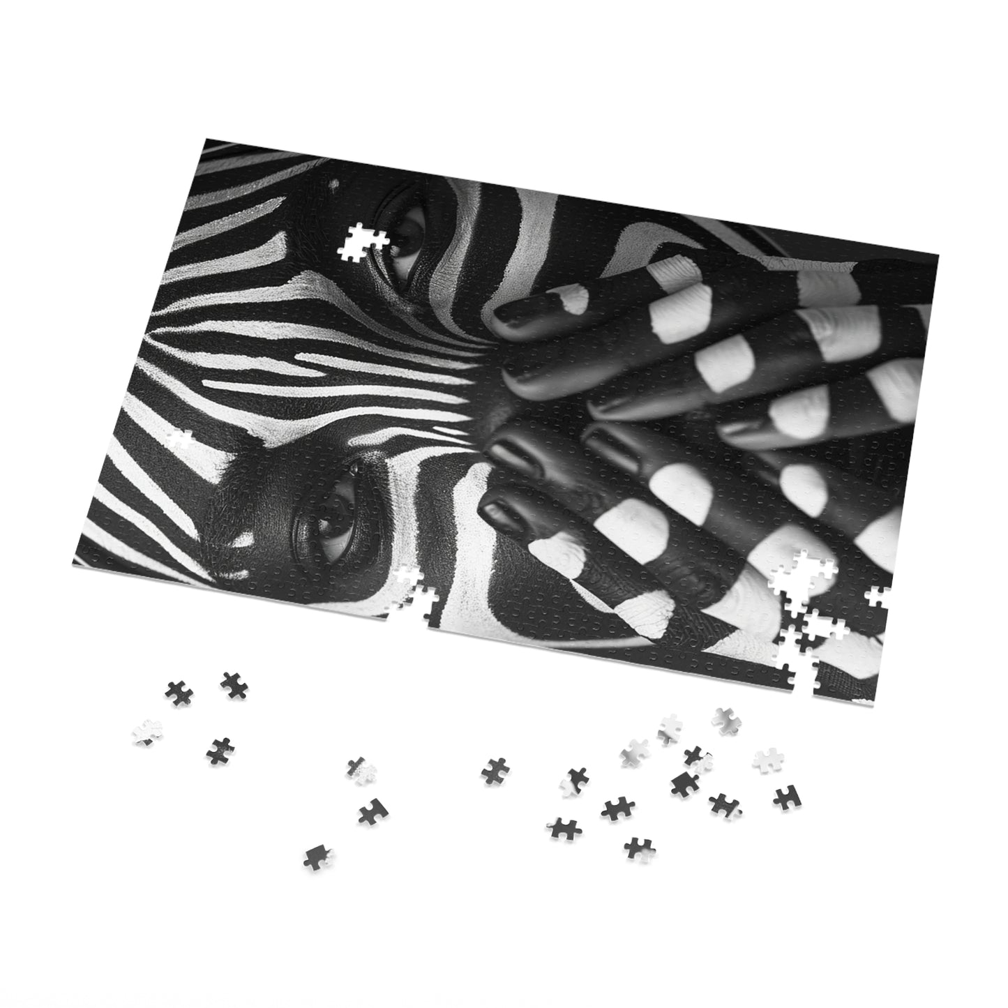 Black and White Zebra Painted Woman Jigsaw Puzzle (30, 110, 252, 500,1000-Piece)