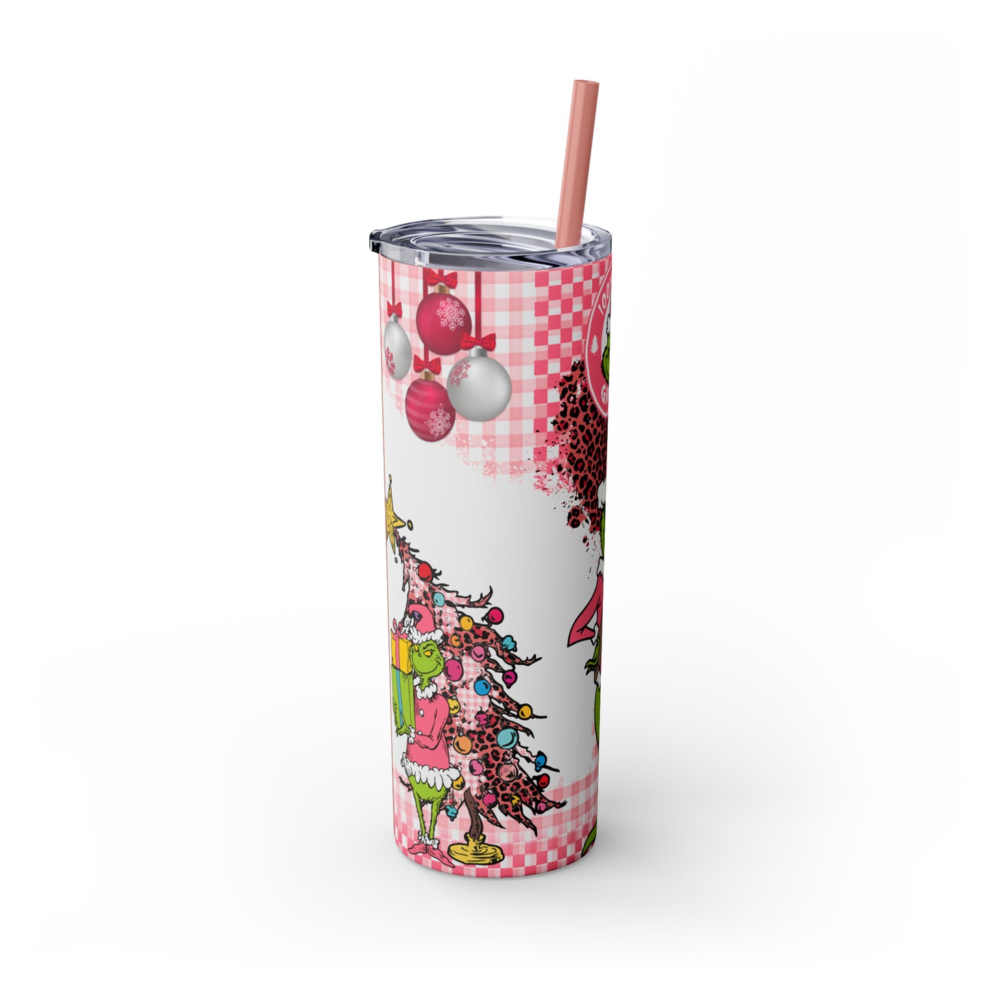 100% That Grinch! Skinny Tumbler with Straw, 20oz