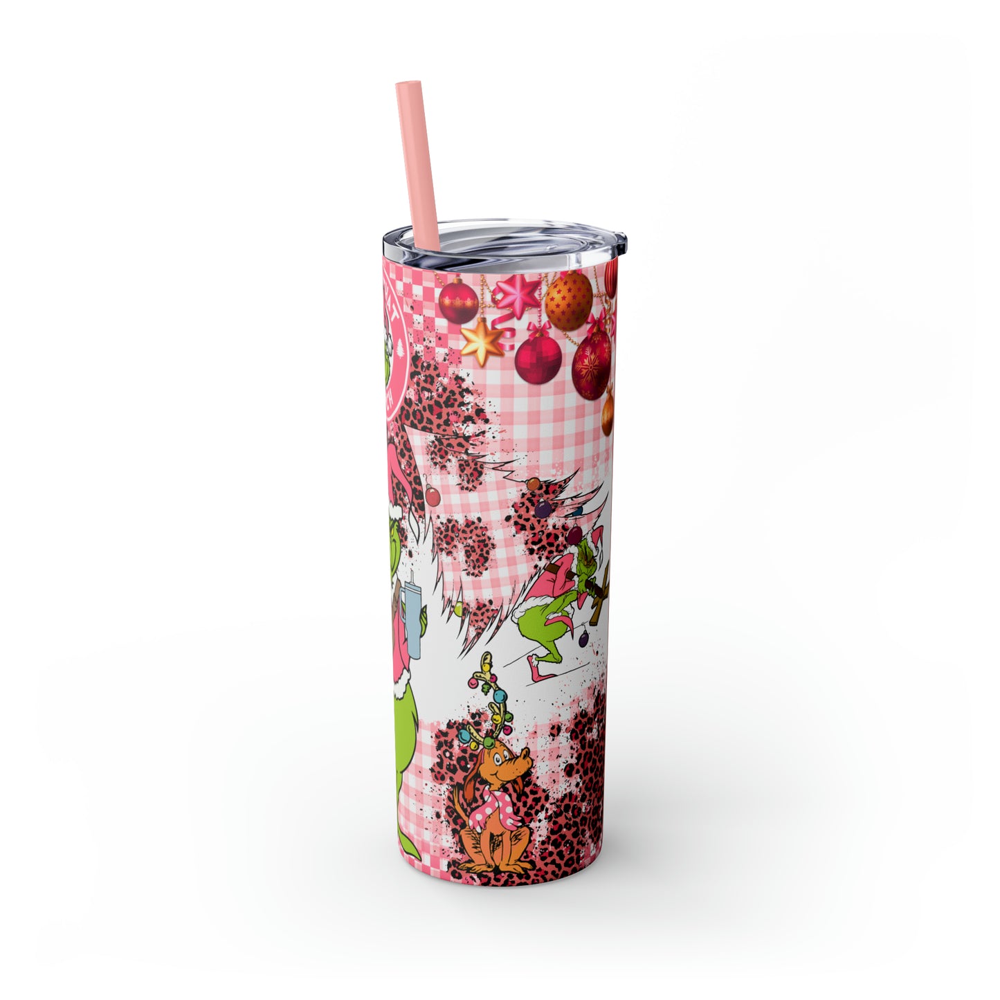 100% That Grinch! Skinny Tumbler with Straw, 20oz
