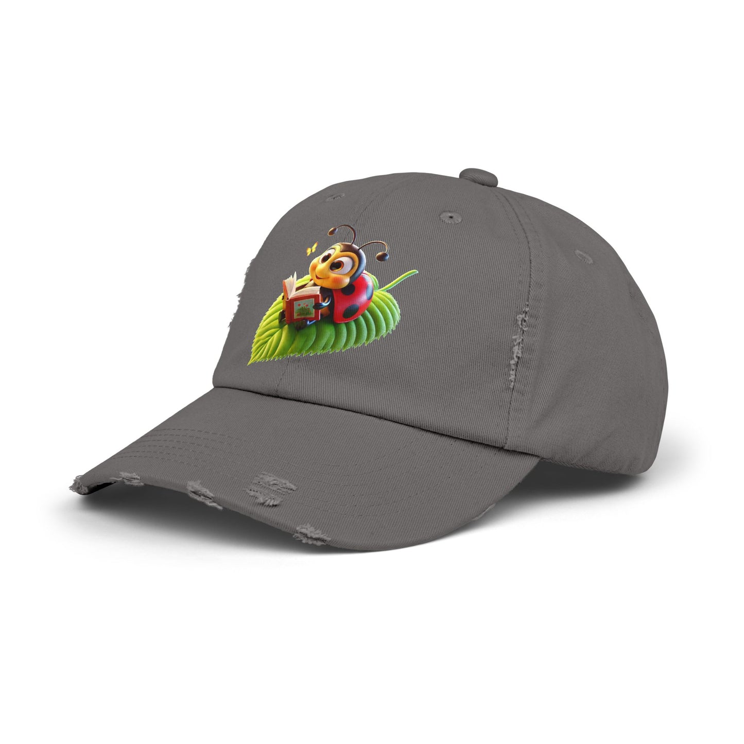 The Ladybug Reading Her Book Distressed Cap - Unisex
