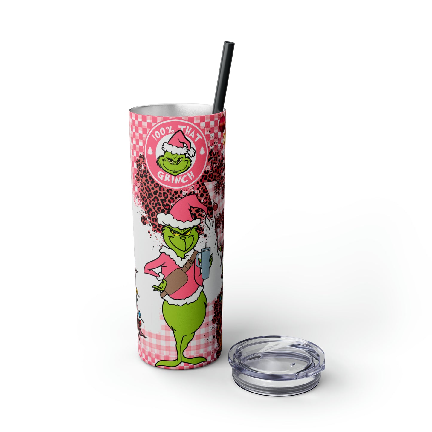 100% That Grinch! Skinny Tumbler with Straw, 20oz