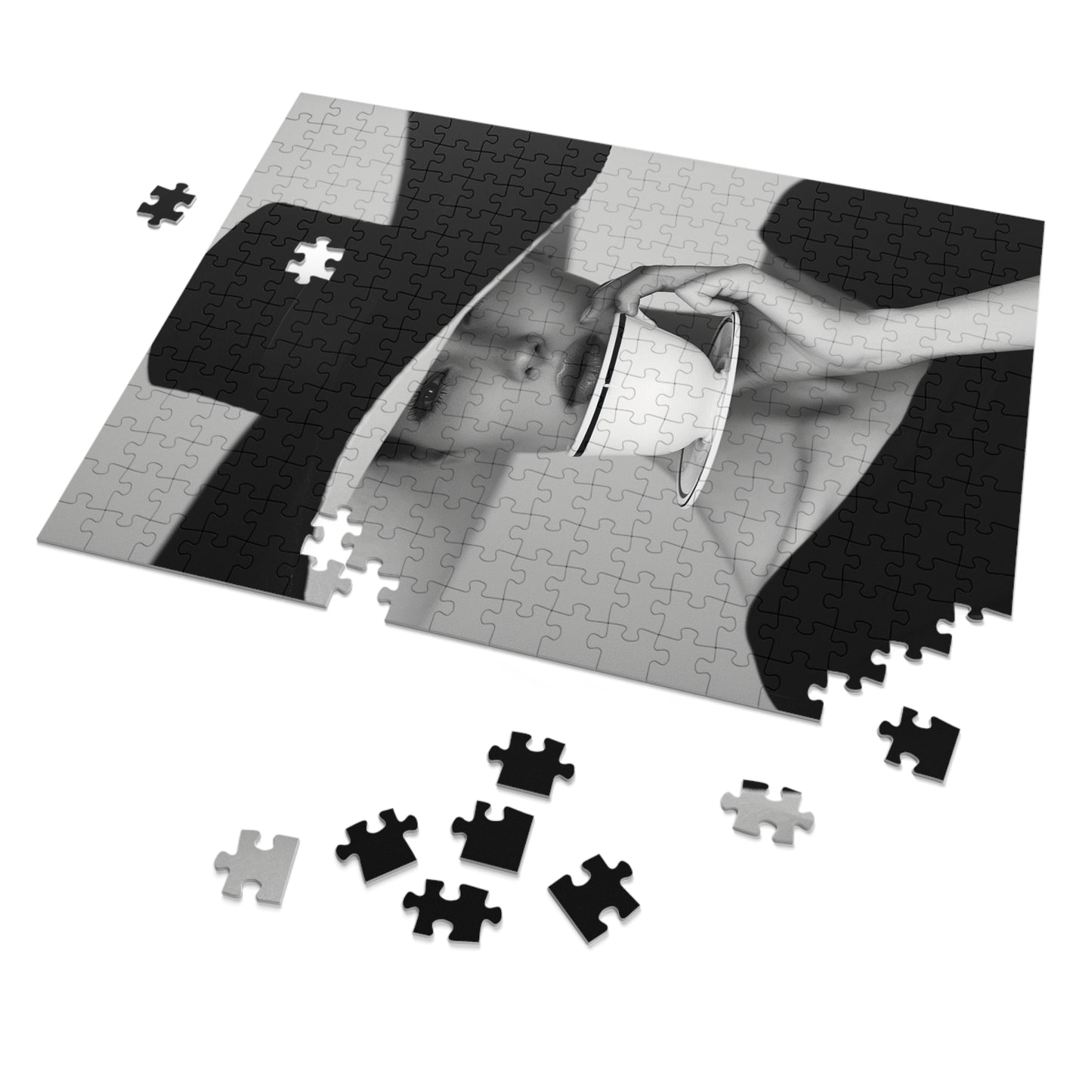 Black and White Sophisticated Lady Jigsaw Puzzle (30, 110, 252, 500,1000-Piece)