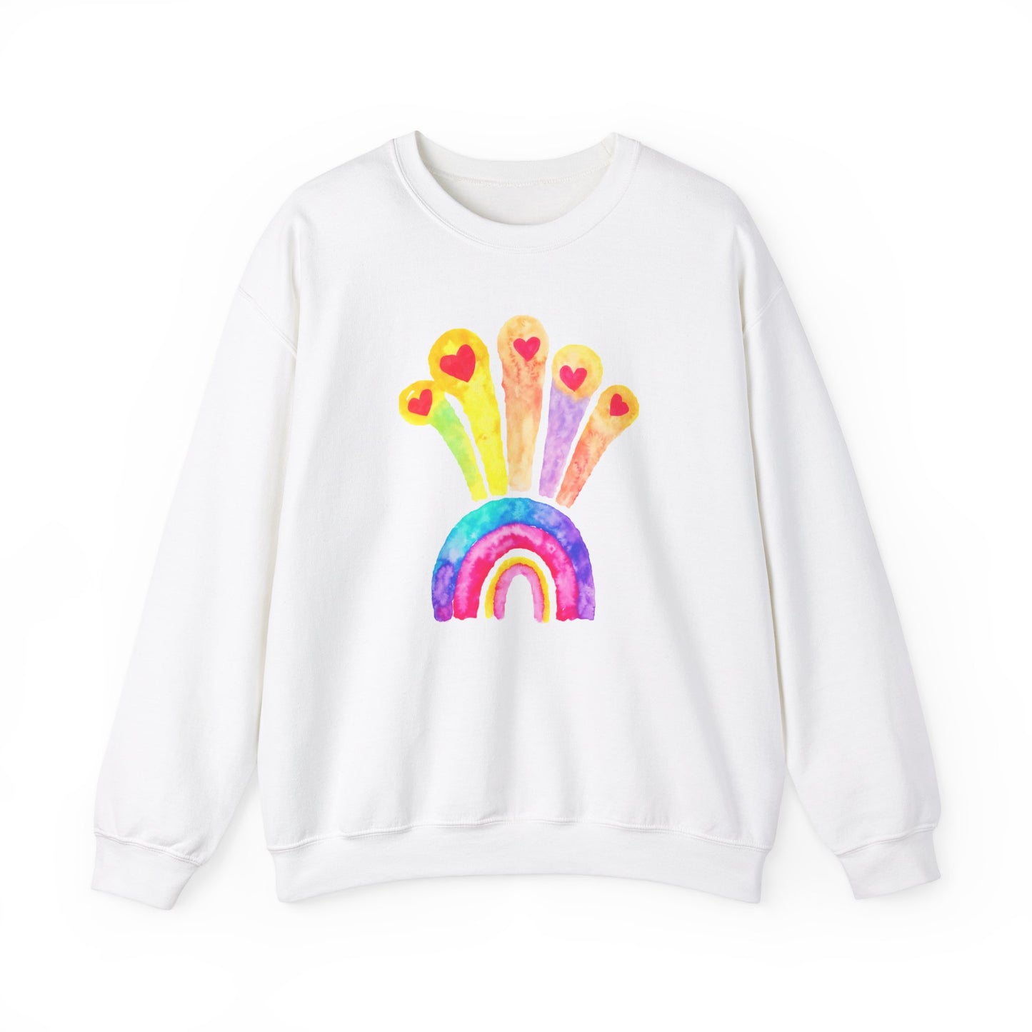 Kids Drawing Rainbow and Hearts Unisex Heavy Blend™ Crewneck Sweatshirt