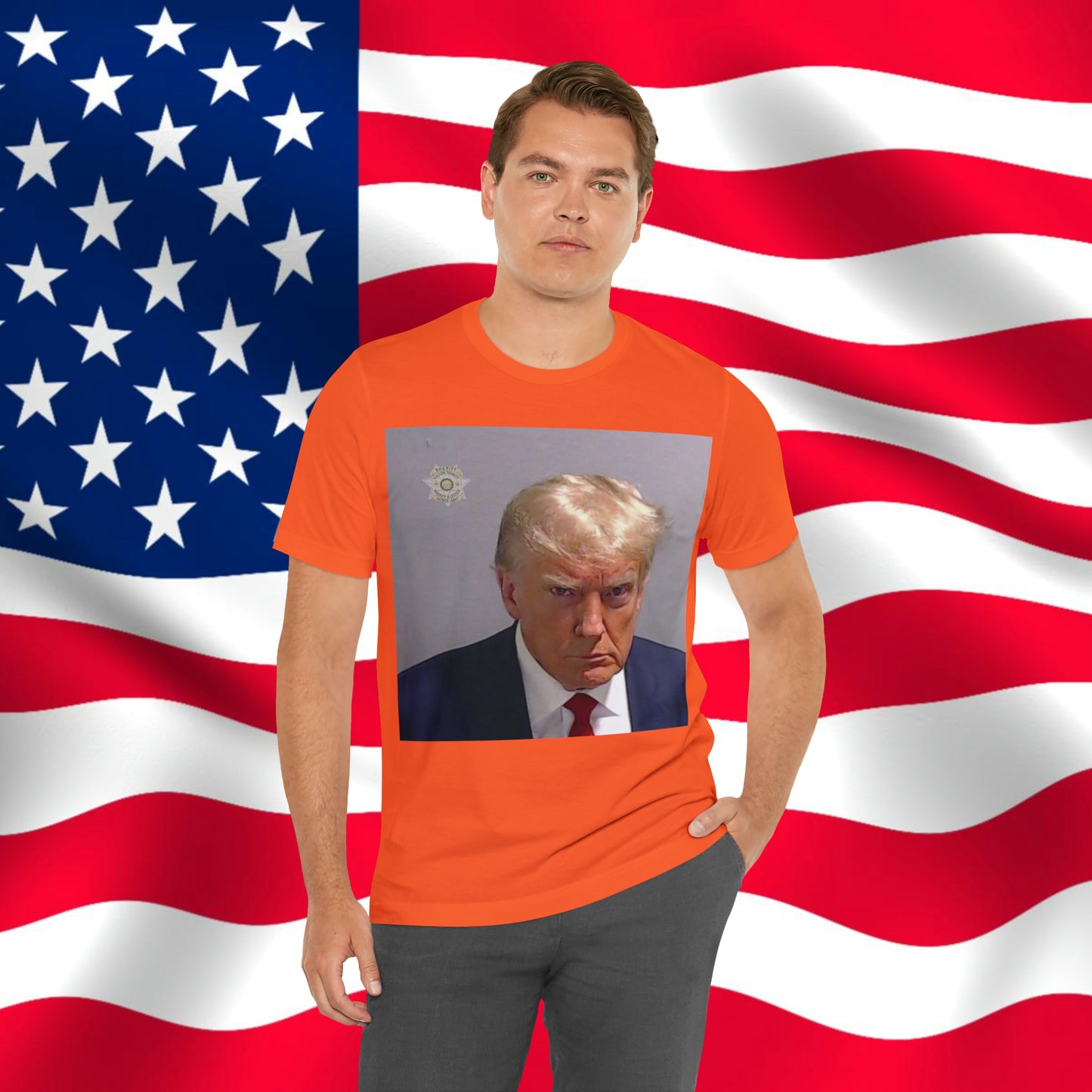 Trump Mug Shot Unisex Jersey Short Sleeve Tee