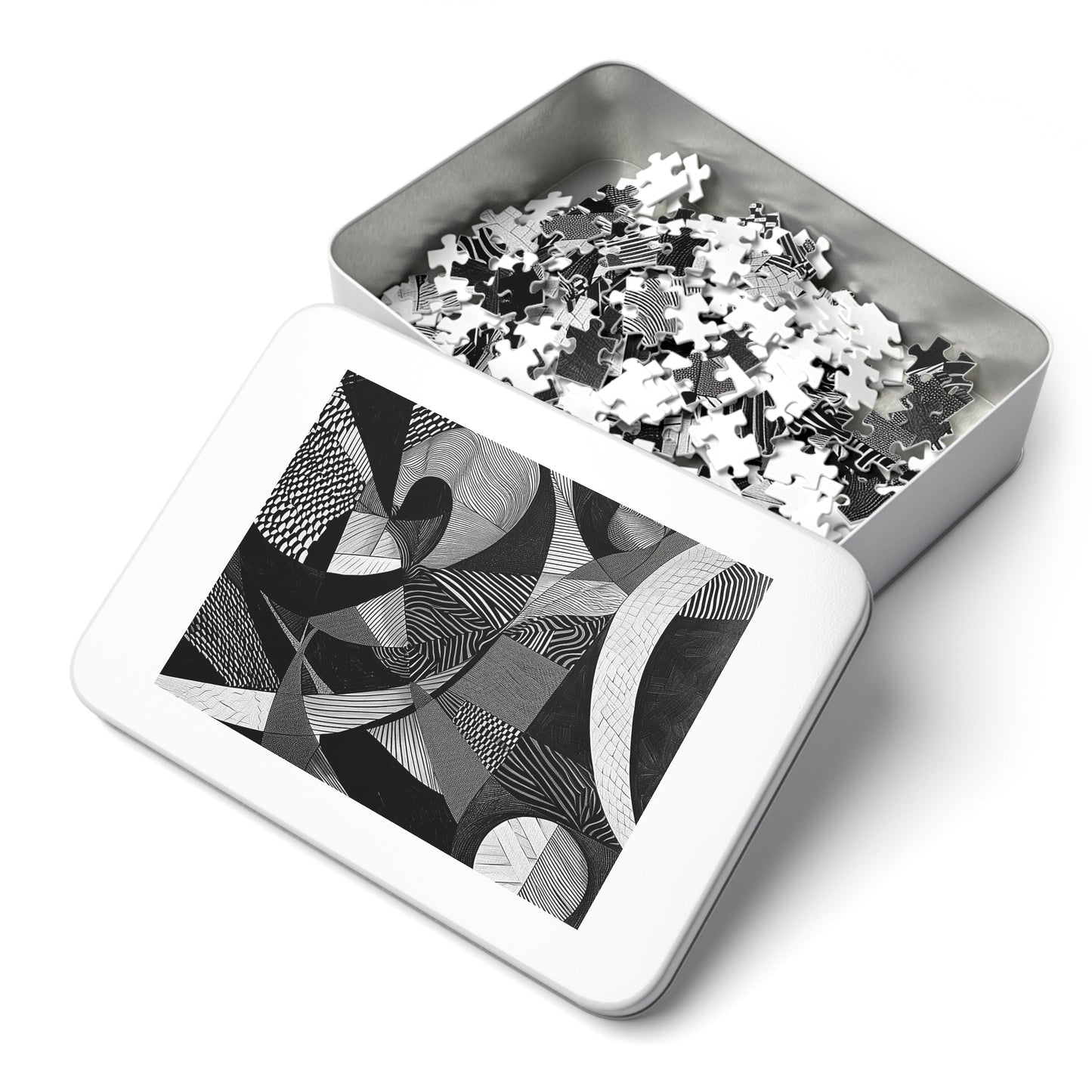 Black and White Abstract Pattern Jigsaw Puzzle (30, 110, 252, 500,1000-Piece)