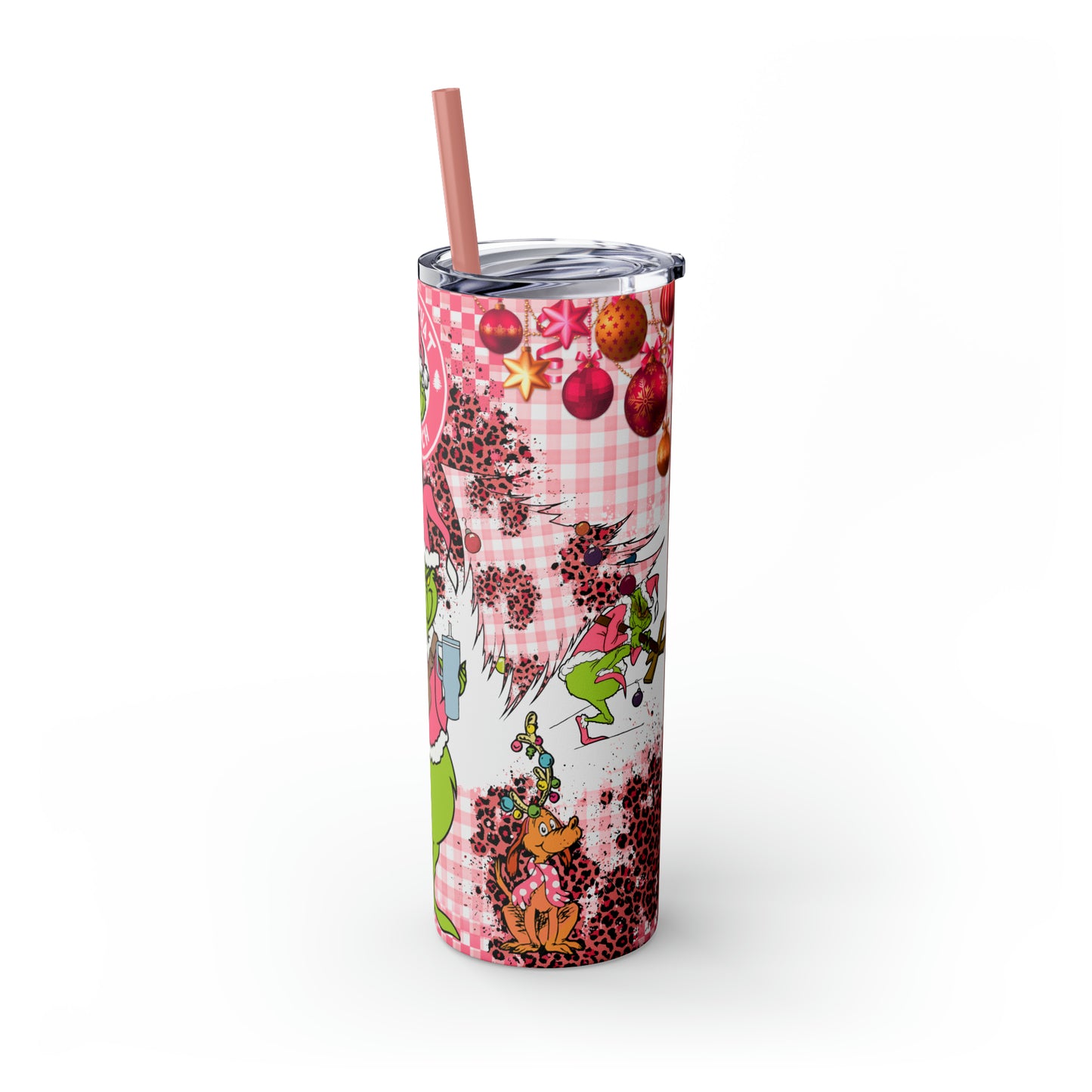 100% That Grinch! Skinny Tumbler with Straw, 20oz