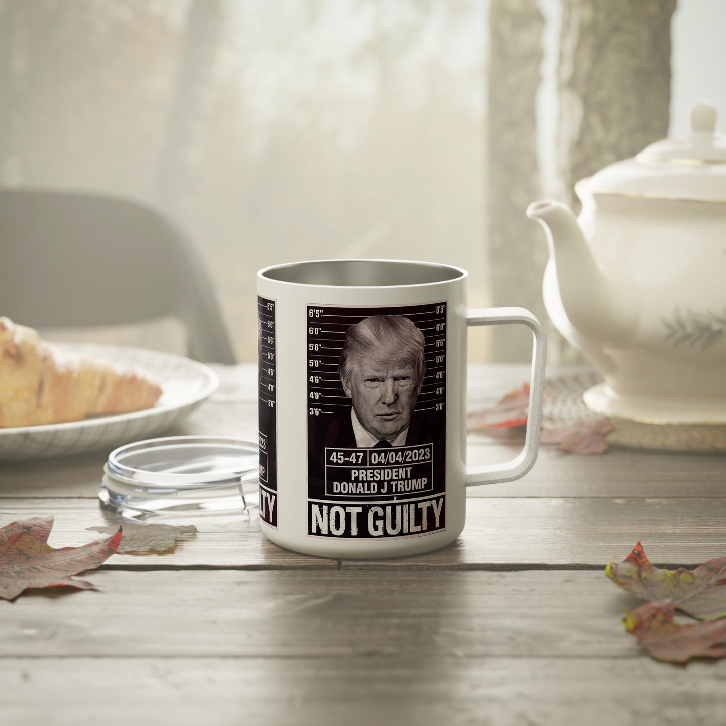 President Trump Mug Shot Not Guilty Insulated Coffee Mug