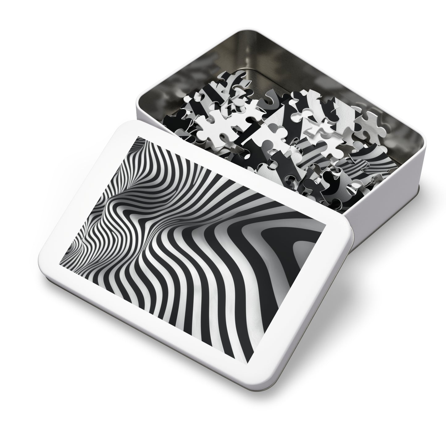 Black and White Wave Pattern Jigsaw Puzzle (30, 110, 252, 500,1000-Piece)