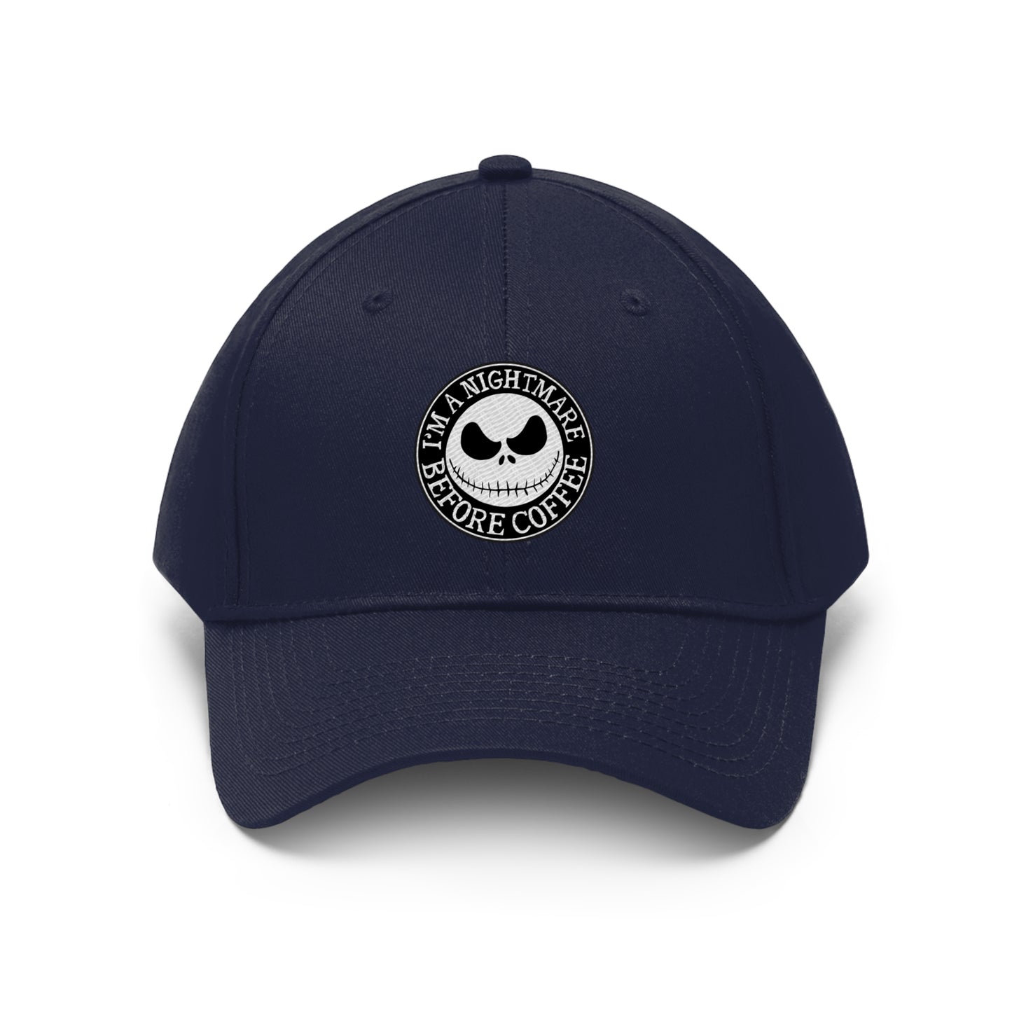 Nightmare Before Coffee Embroidery Unisex Twill Hat
