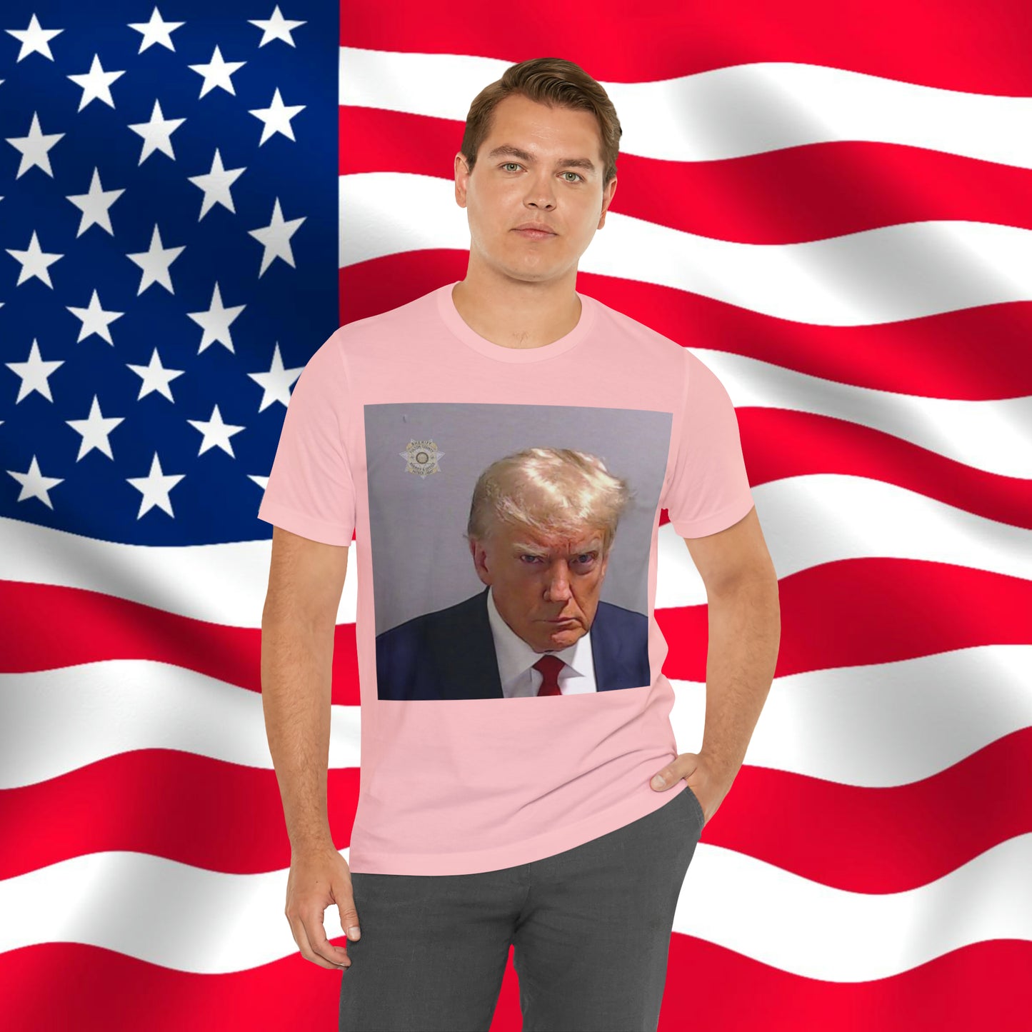 Trump Mug Shot Unisex Jersey Short Sleeve Tee