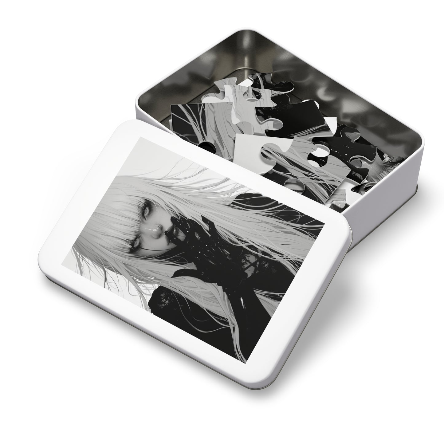 Black and White Anime Female Jigsaw Puzzle (30, 110, 252, 500,1000-Piece)