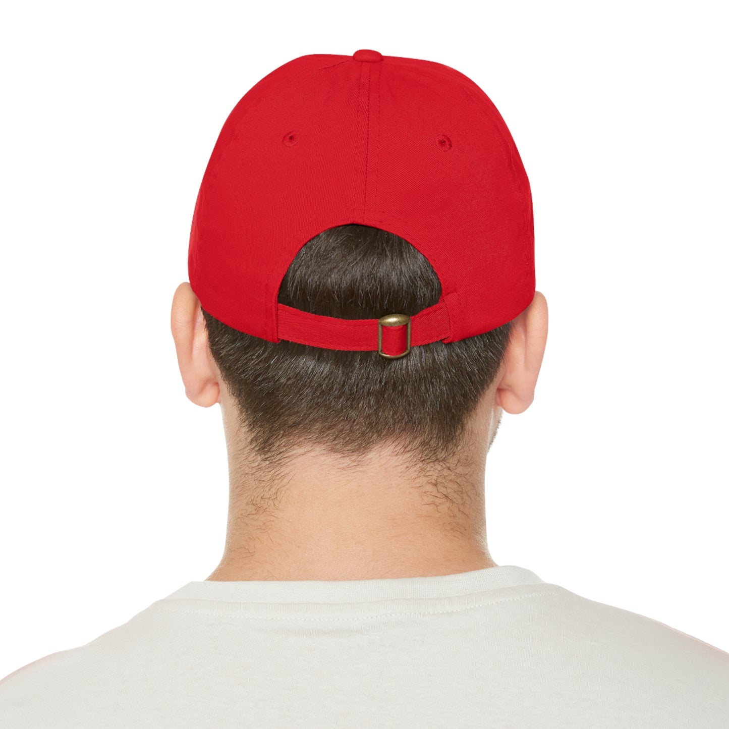 Skeleton Heart Hands Embroidery Dad Hat with Leather Patch (Round)