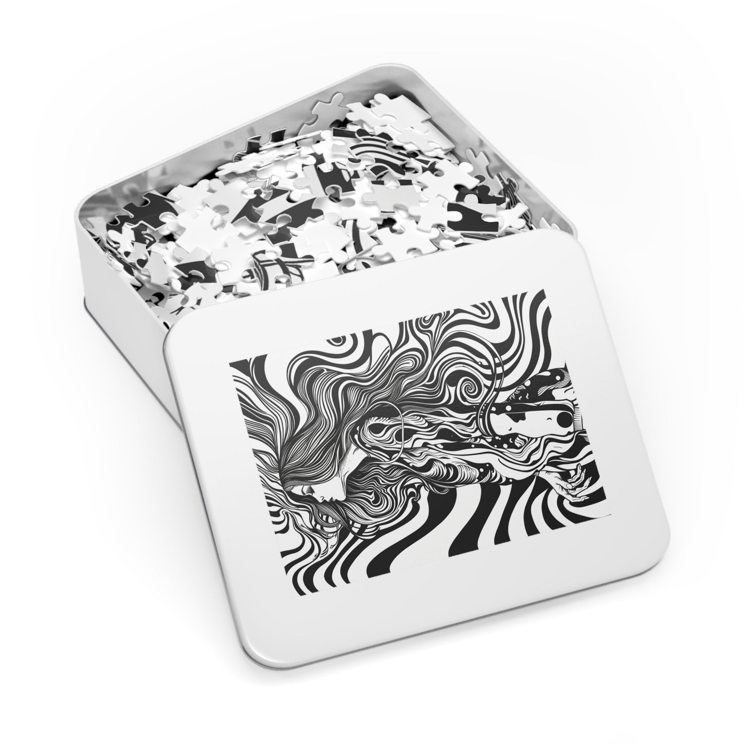 Black and White Disco Girl Jigsaw Puzzle (30, 110, 252, 500,1000-Piece)