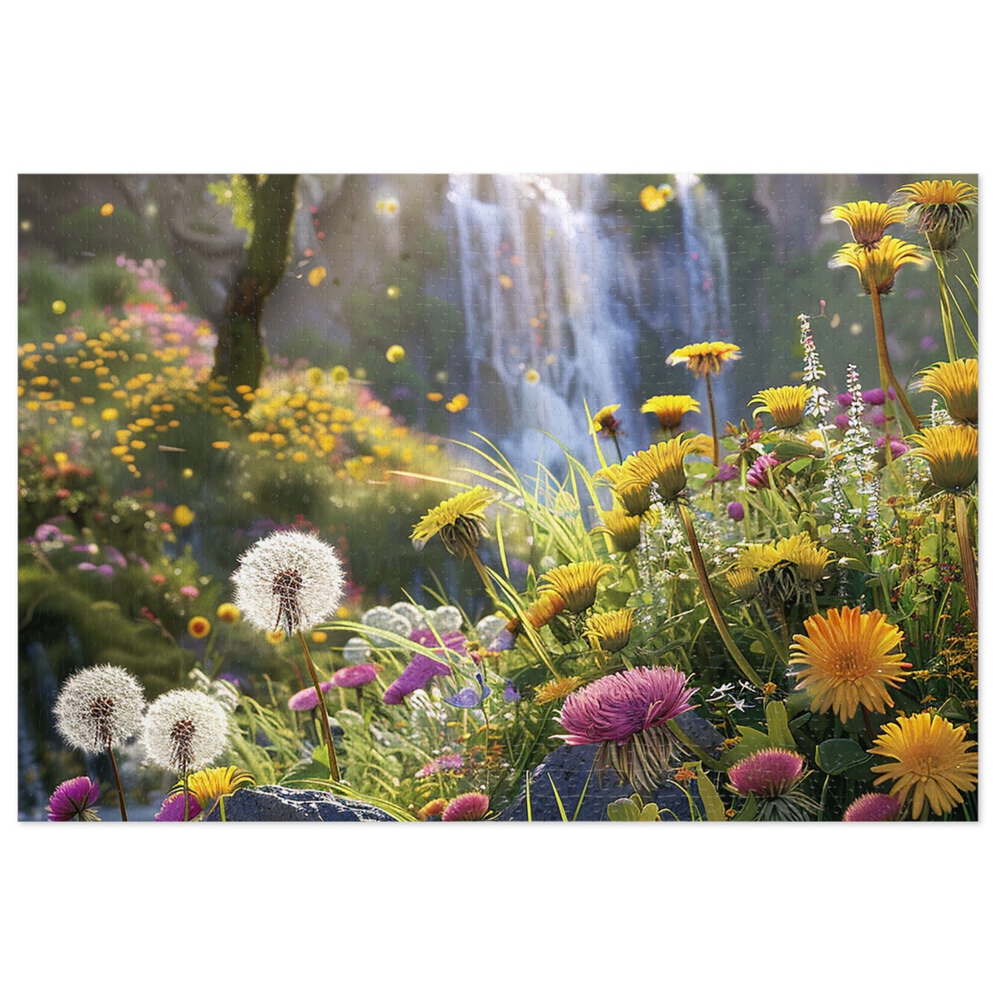 Dandelions by a Waterfall Jigsaw Puzzle (30, 110, 252, 500,1000-Piece)