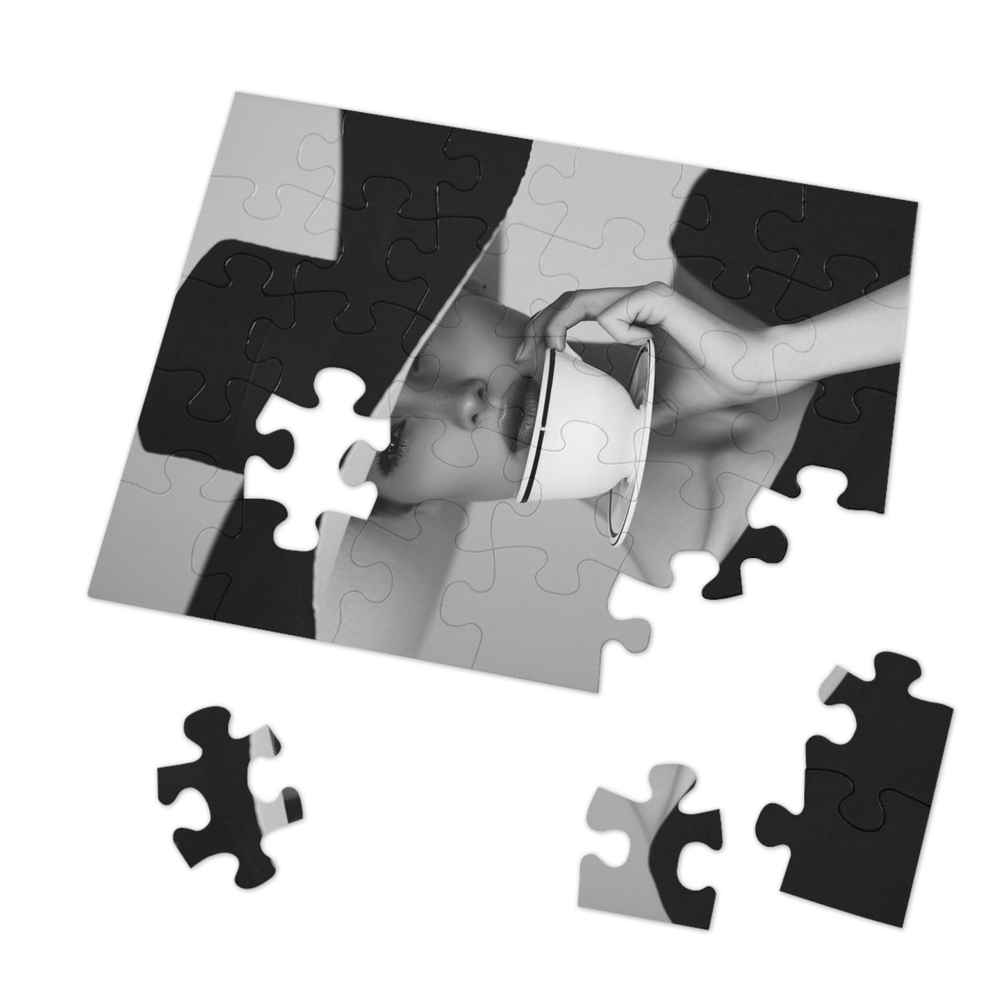 Black and White Sophisticated Lady Jigsaw Puzzle (30, 110, 252, 500,1000-Piece)
