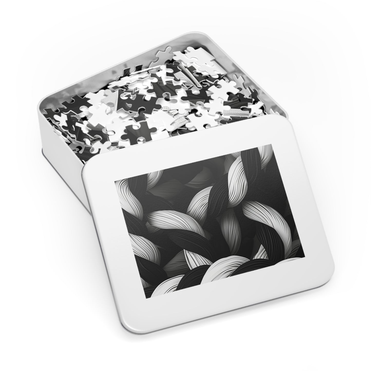 Black and White Twisted Rope Jigsaw Puzzle (30, 110, 252, 500,1000-Piece)