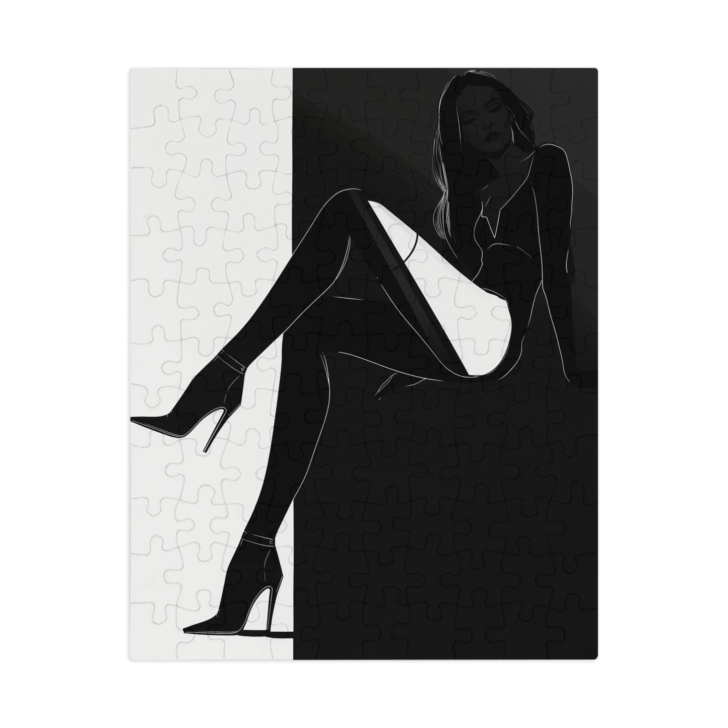 Black and White Female Fashion Jigsaw Puzzle (30, 110, 252, 500,1000-Piece)