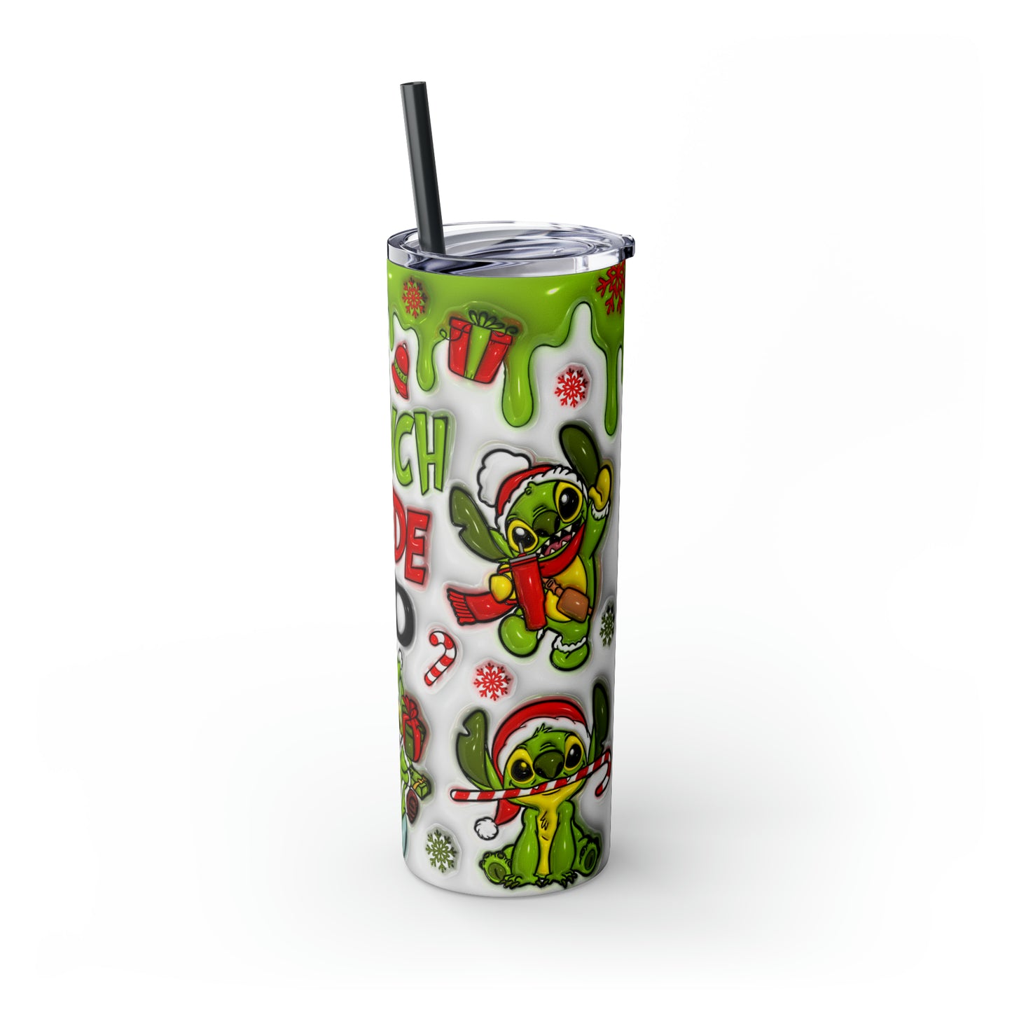 Lilo and Stitch Grinch Mode Skinny Tumbler with Straw, 20oz
