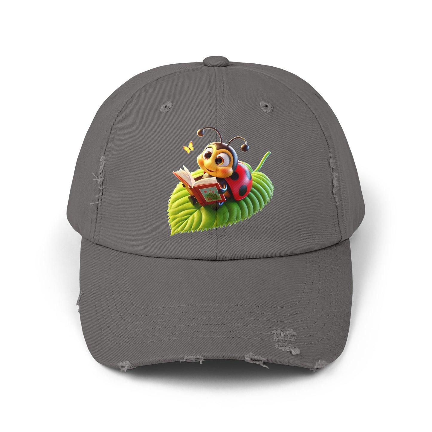 The Ladybug Reading Her Book Distressed Cap - Unisex