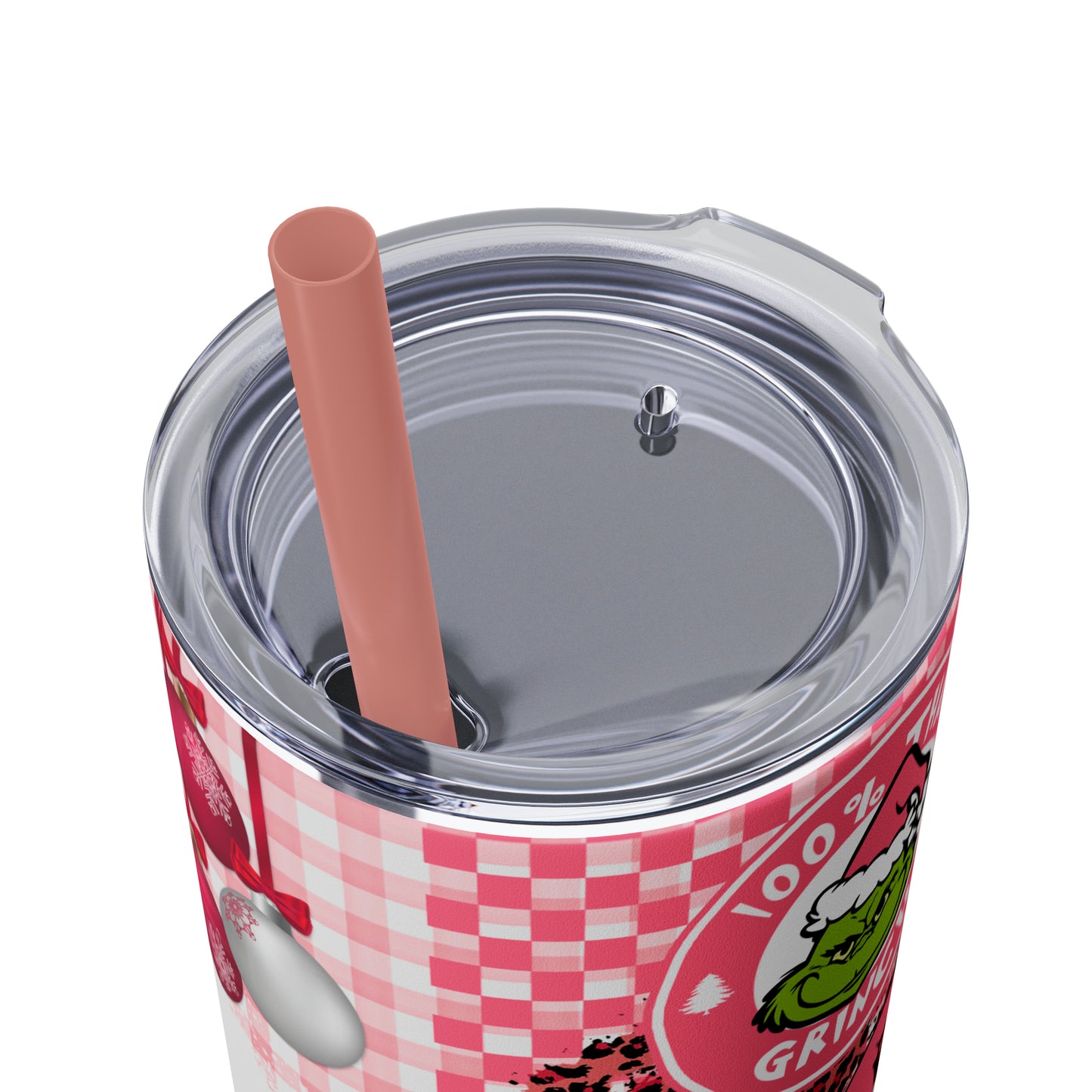 100% That Grinch! Skinny Tumbler with Straw, 20oz