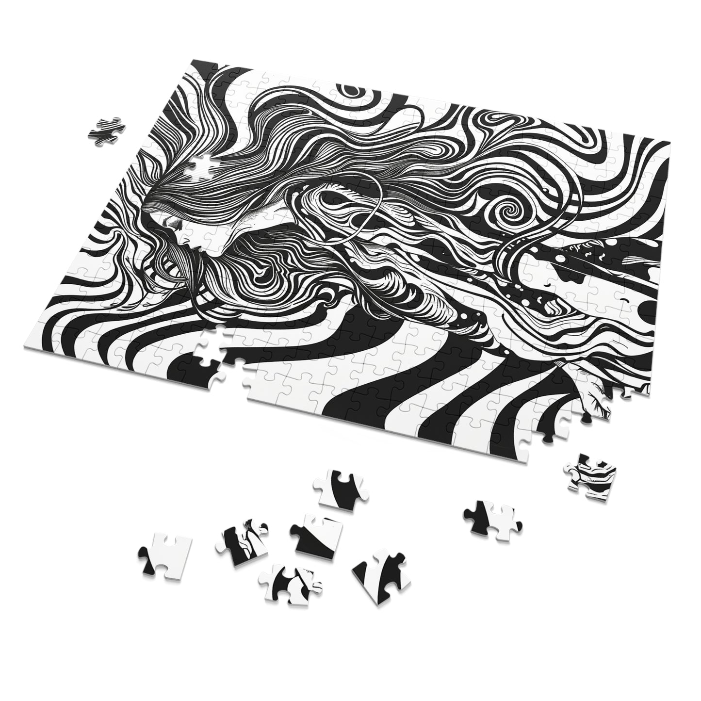 Black and White Disco Girl Jigsaw Puzzle (30, 110, 252, 500,1000-Piece)