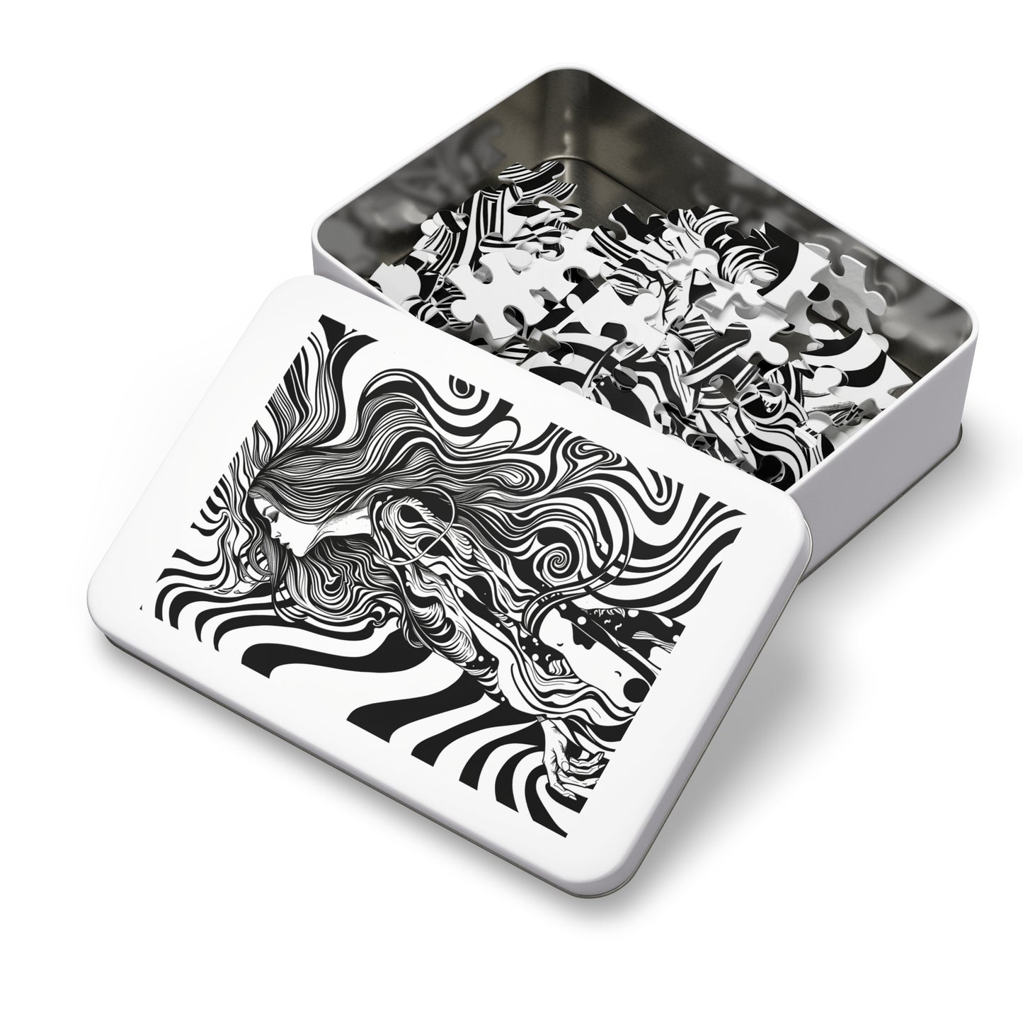 Black and White Disco Girl Jigsaw Puzzle (30, 110, 252, 500,1000-Piece)