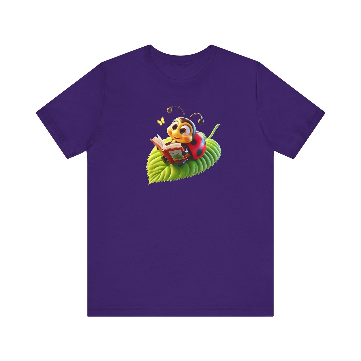 Reading Ladybug Unisex Jersey Tee - Cute Insect Graphic Tee for Nature Lovers
