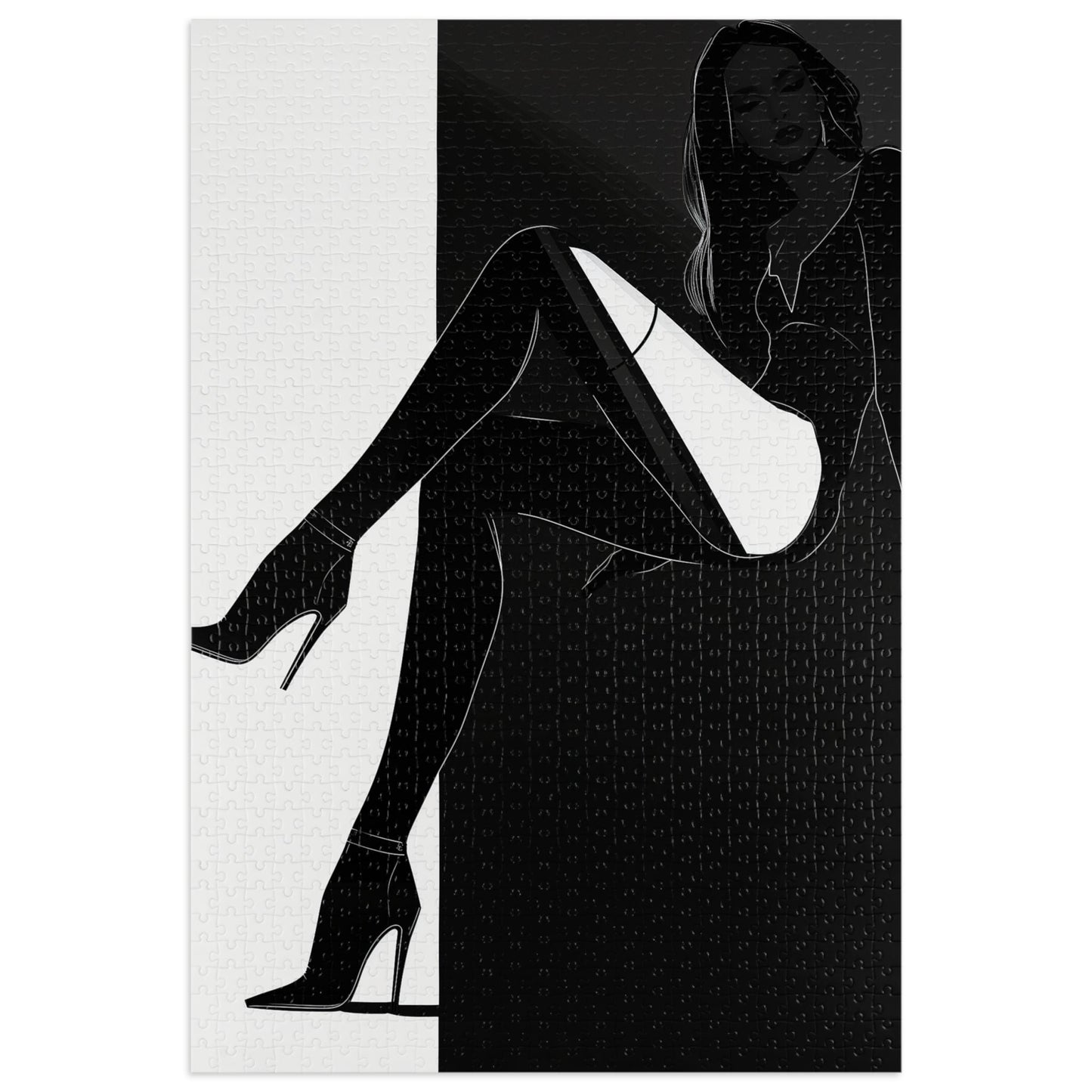 Black and White Female Fashion Jigsaw Puzzle (30, 110, 252, 500,1000-Piece)