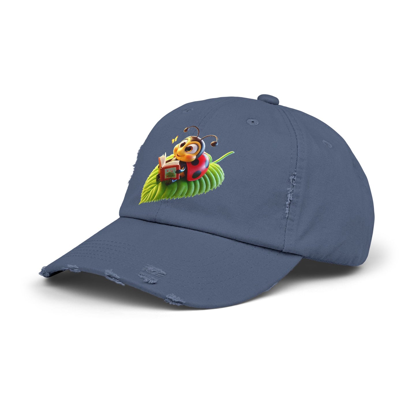 The Ladybug Reading Her Book Distressed Cap - Unisex