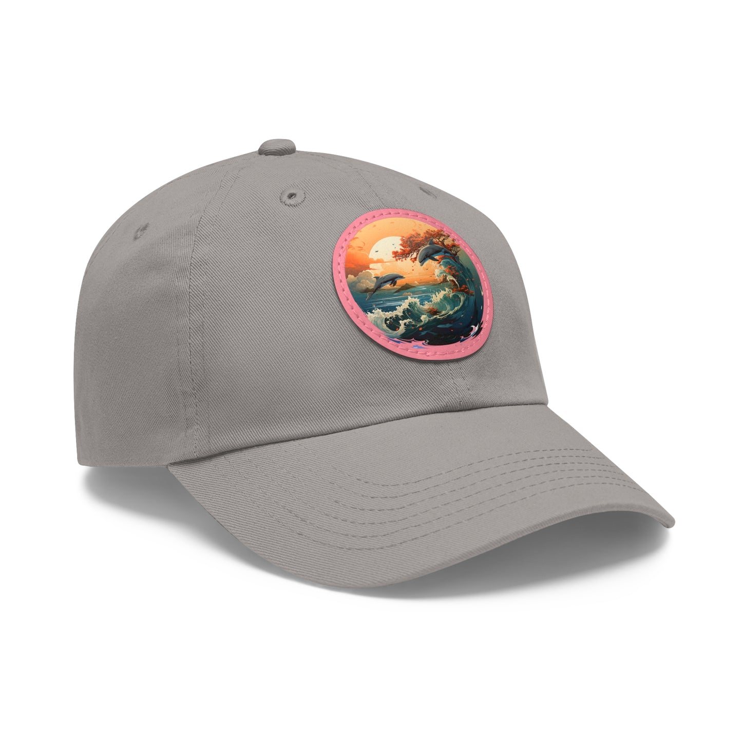 Sunset Dolphins Leather Patch (Round)