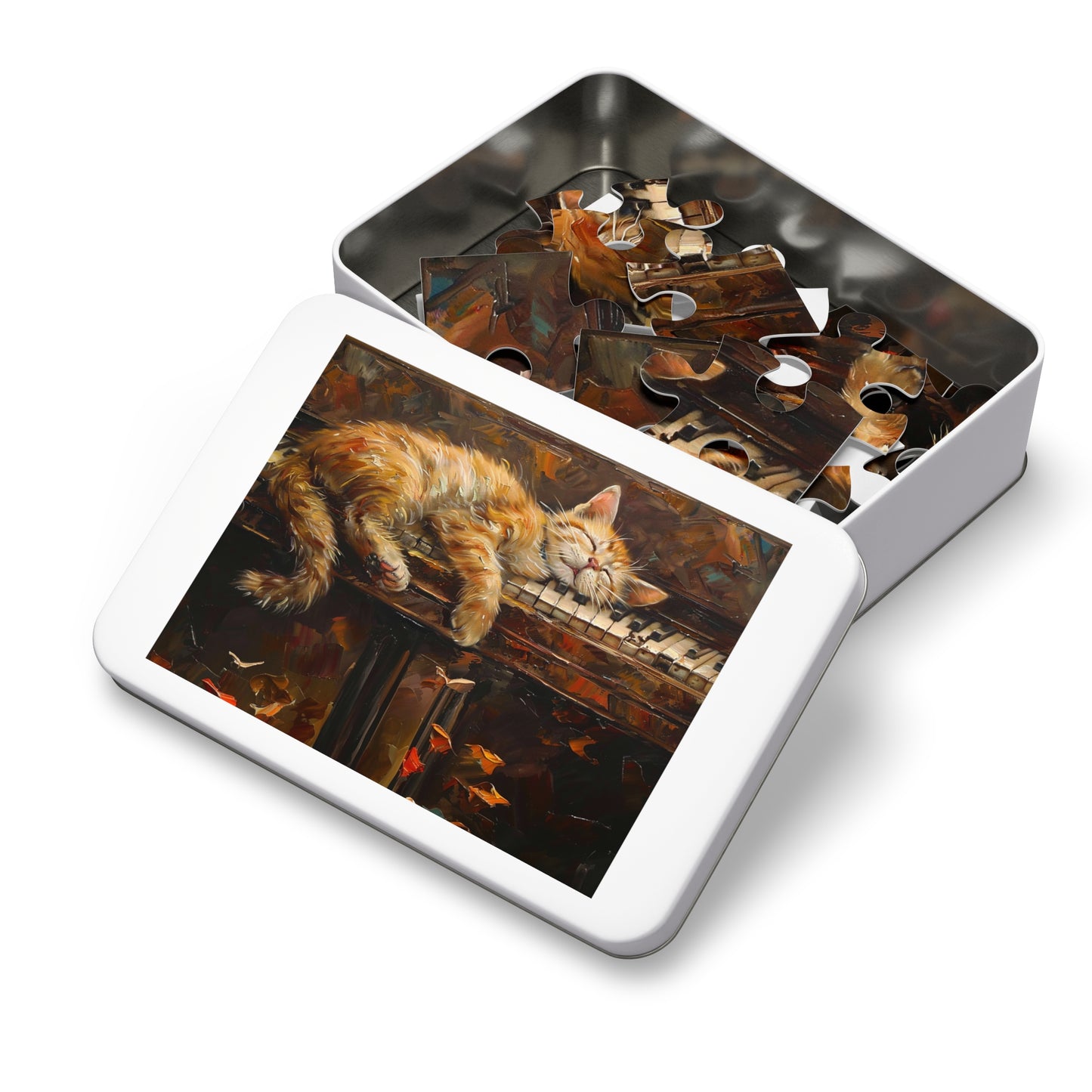 Sleeping Kitty on an Antique Piano Jigsaw Puzzle (30, 110, 252, 500,1000-Piece)